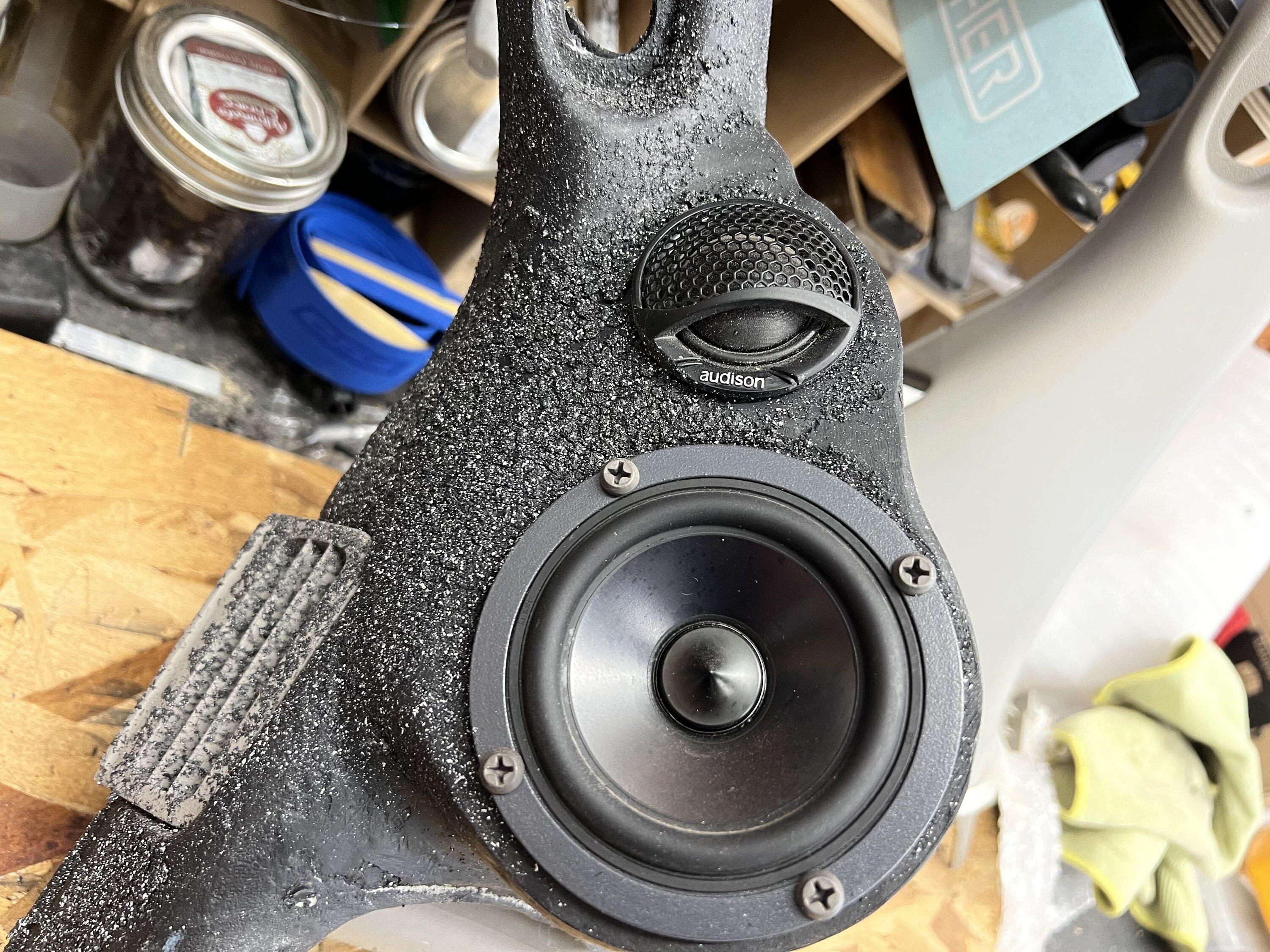 Ford Bronco Tweeter mounting in A-piller. AFB3AE4A-B40A-4477-93BB-331EA8D9DC12