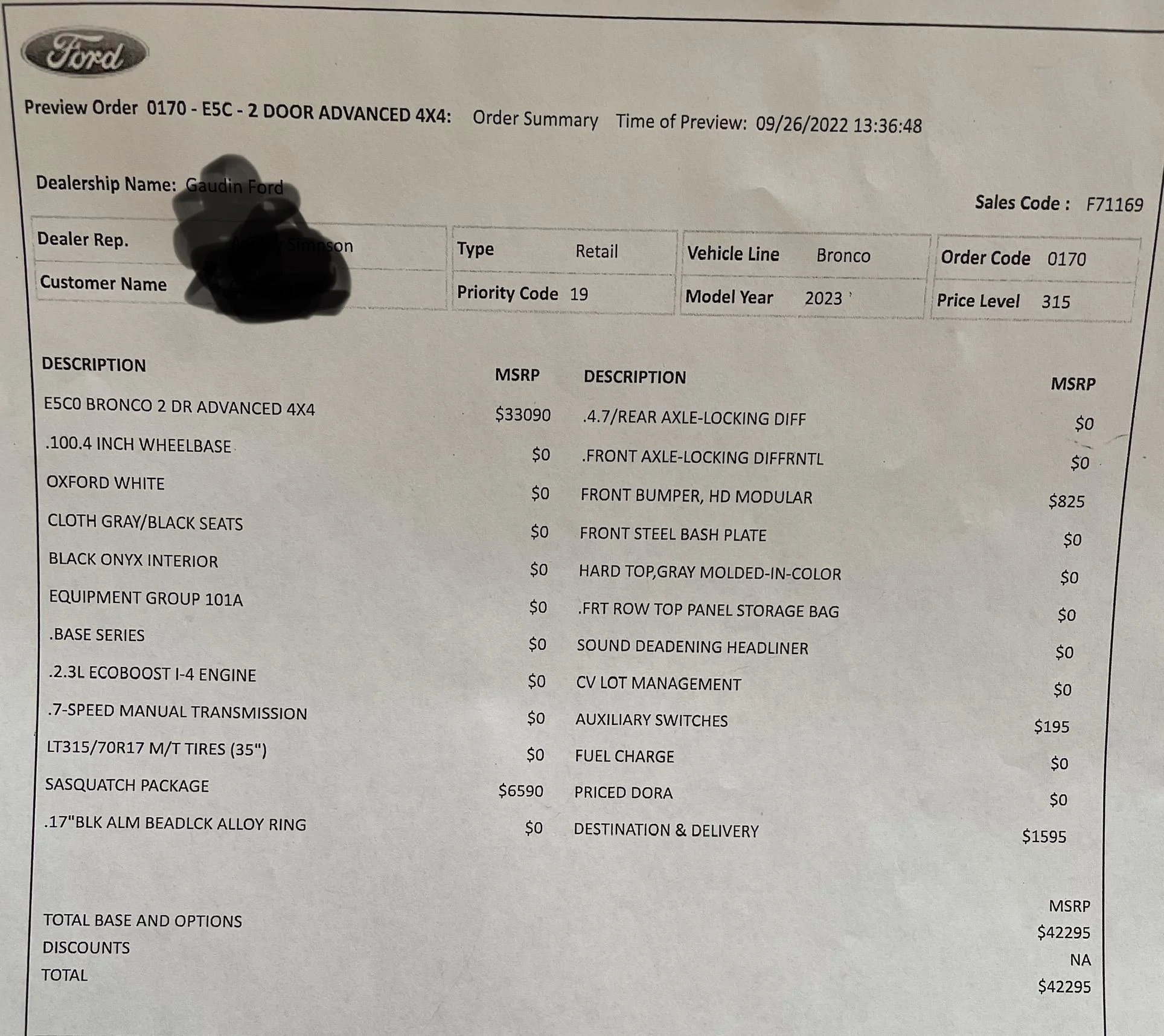 Ford Bronco Order changed from manual to automatic without my knowledge or consent D7825CA2-D404-4BDC-842C-D8C869410BCE