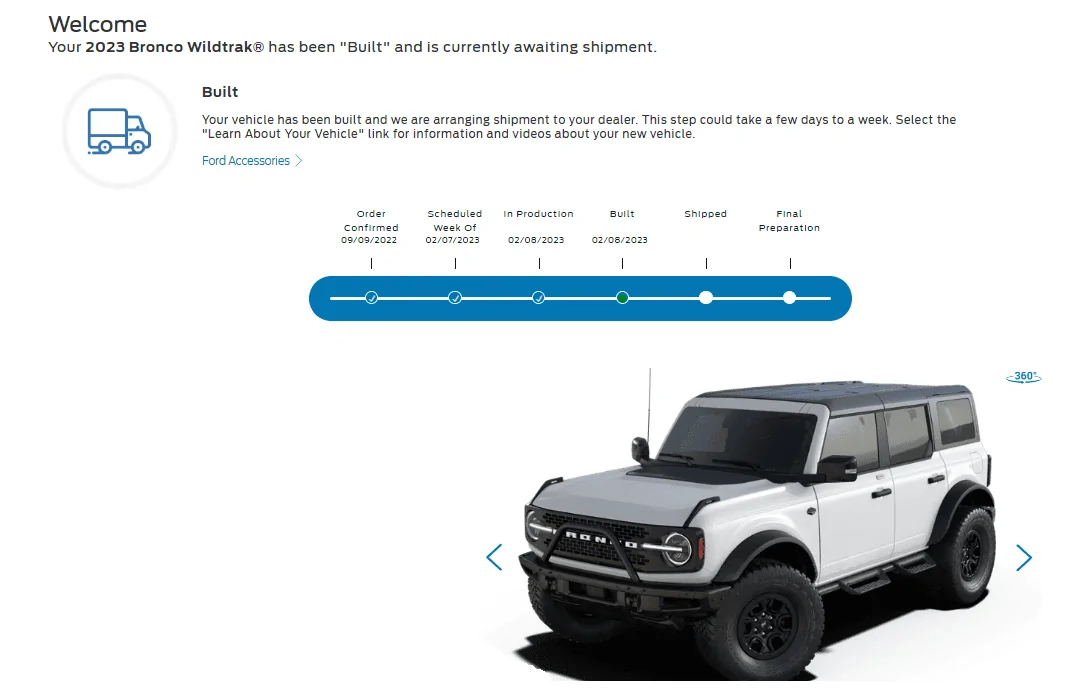 Ford Bronco Accelerated Service convoy tracking? 1676224568772