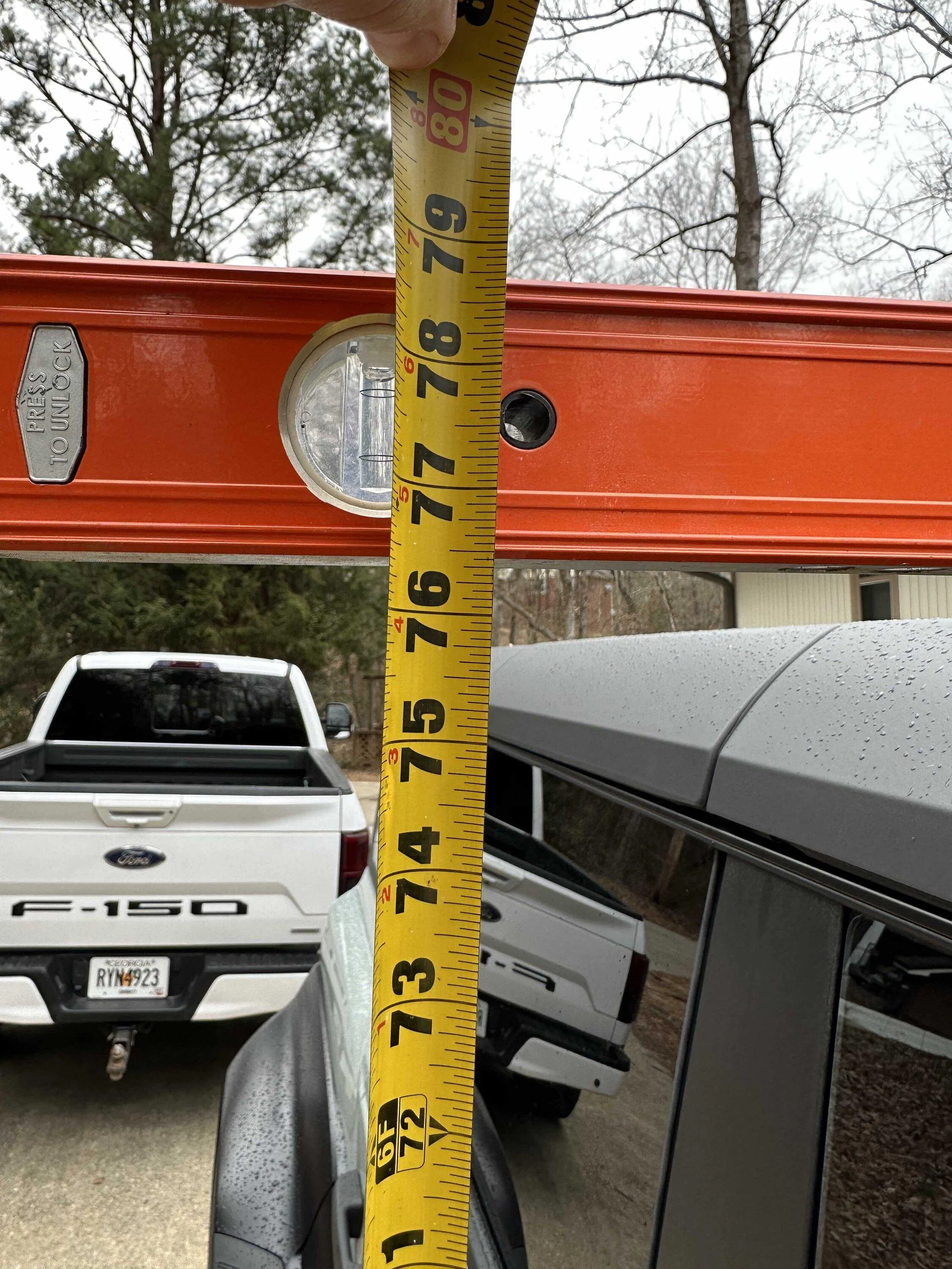 Ford Bronco Bronco Raptor exterior/garage fitment dimensions -- here's measurements at widest points IMG_3164
