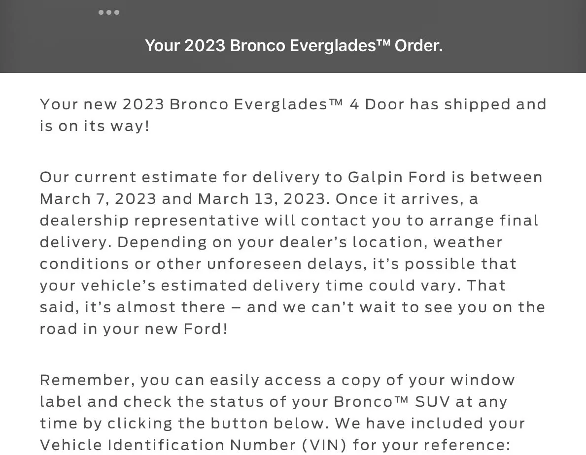 Ford Bronco 2/6/23 Build Week 2277FBAD-44C9-41E6-976C-B669935EF403