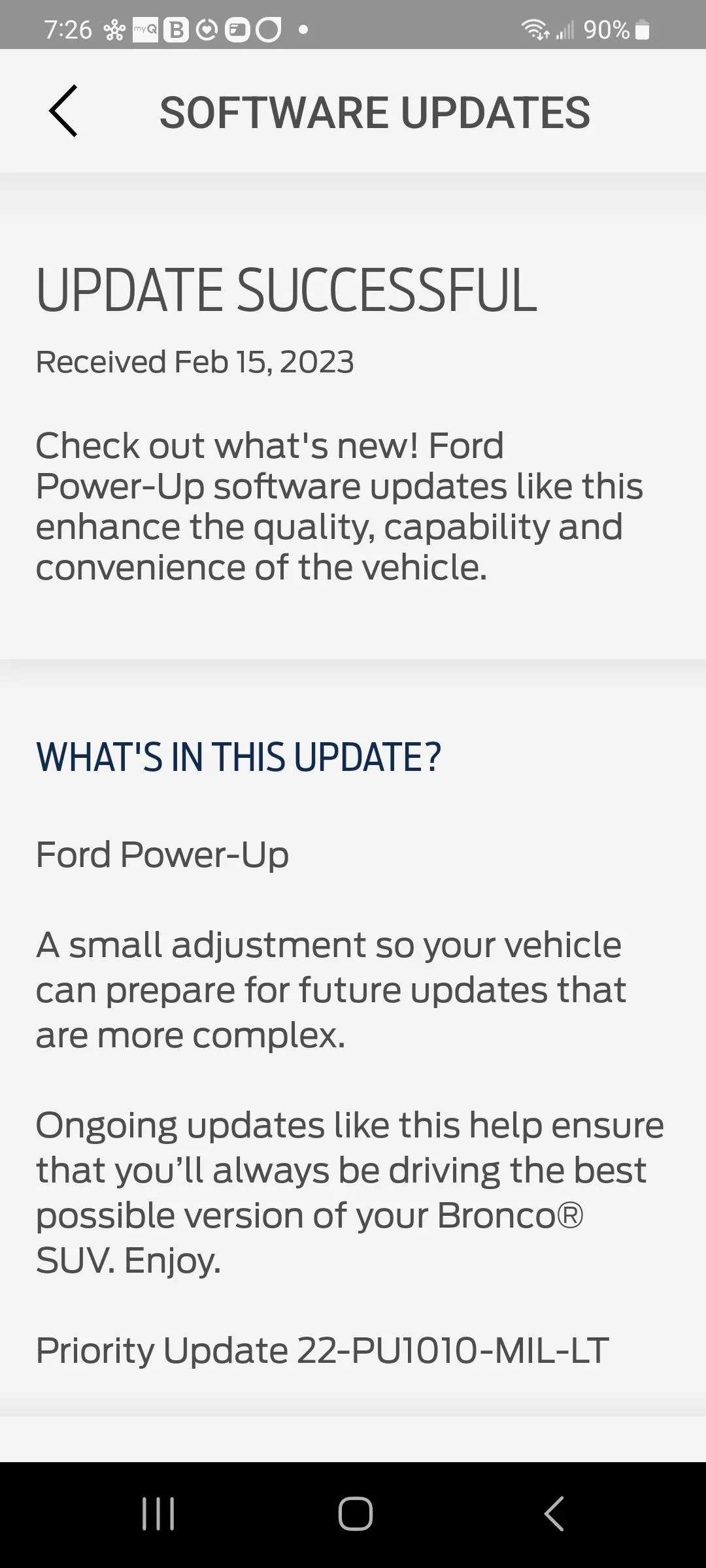 Ford Bronco Anyone else get this Sync update? Screenshot_20230215_192636_FordPass