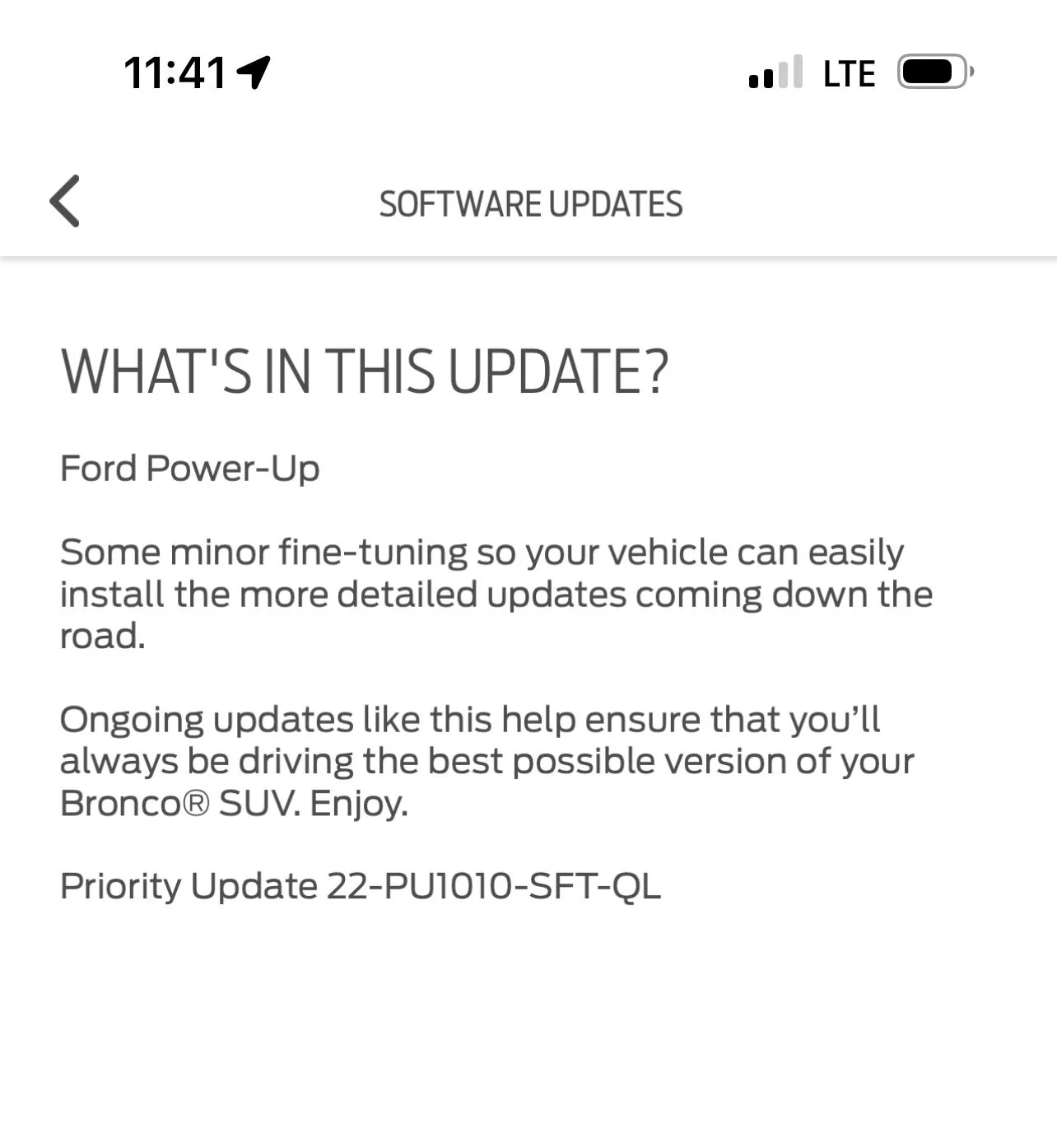 Ford Bronco Failed software update, unable to start vehicle! 78E28872-7781-410C-83BA-C1B6566AACA3