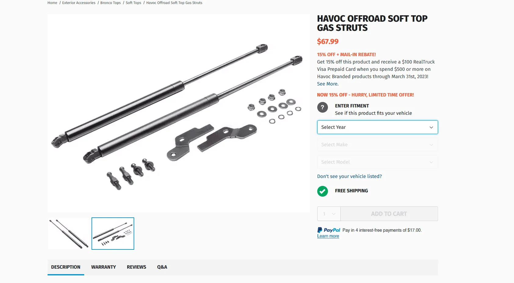 Ford Bronco Anyone try the Havoc Soft Top Struts? Screenshot 2023-02-23 135849