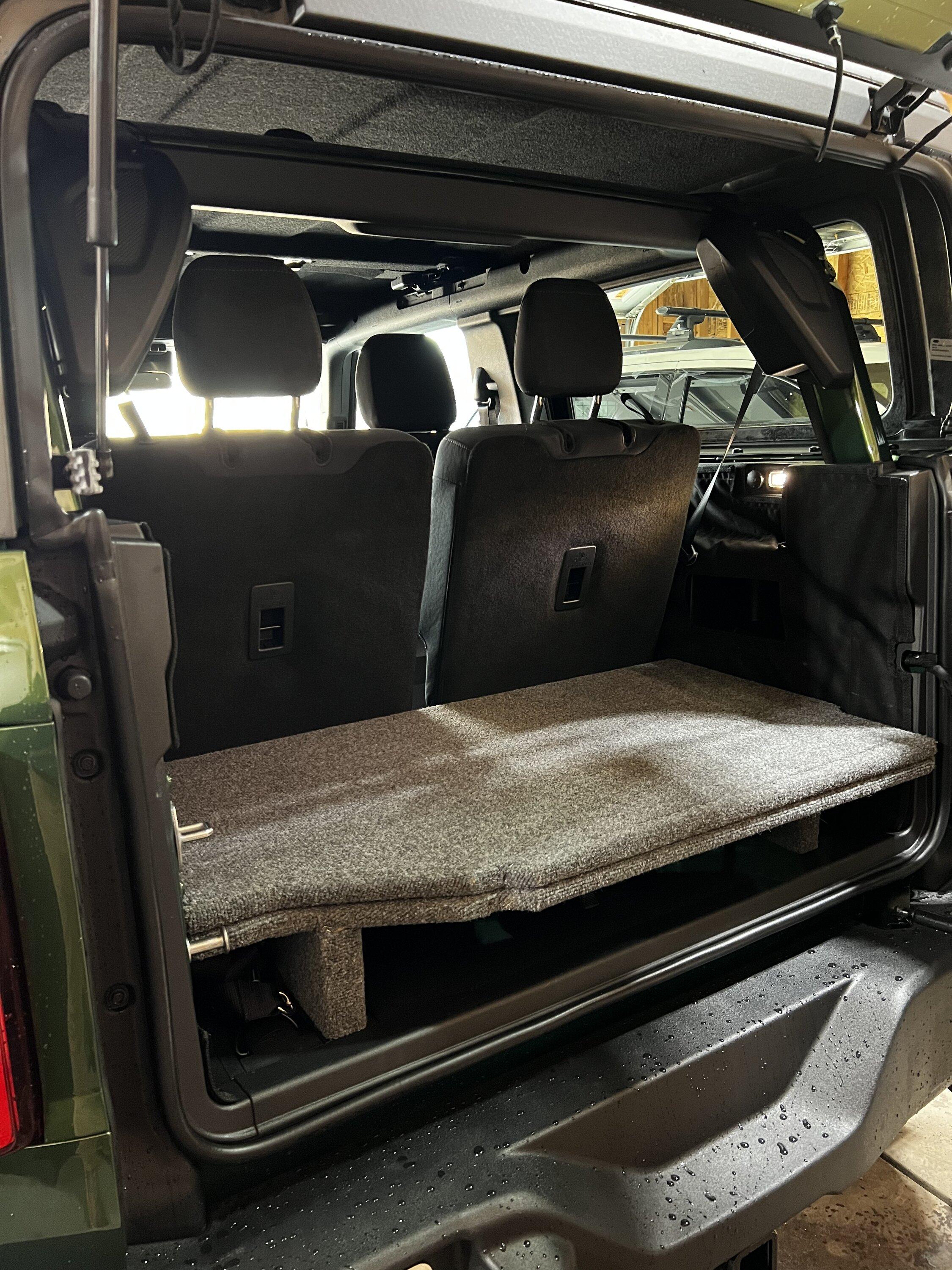 Ford Bronco My custom Raised Trunk Cargo Platform that locks into floor D rings for security 560A053C-A540-4EA6-AC23-03987175962F