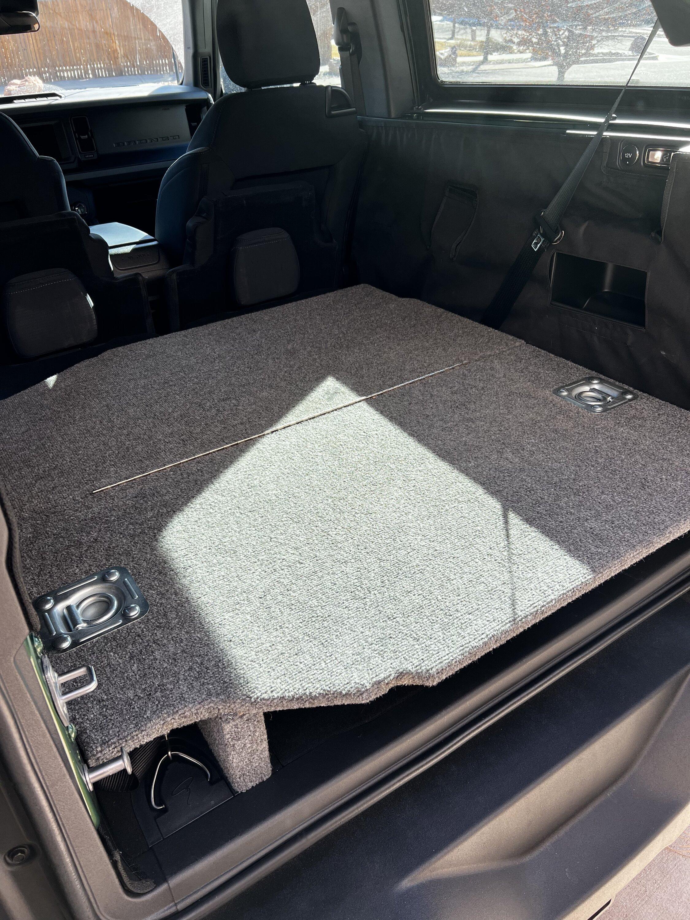 Ford Bronco My custom Raised Trunk Cargo Platform that locks into floor D rings for security AE079DF7-AA4F-4849-B61D-F405EC843145