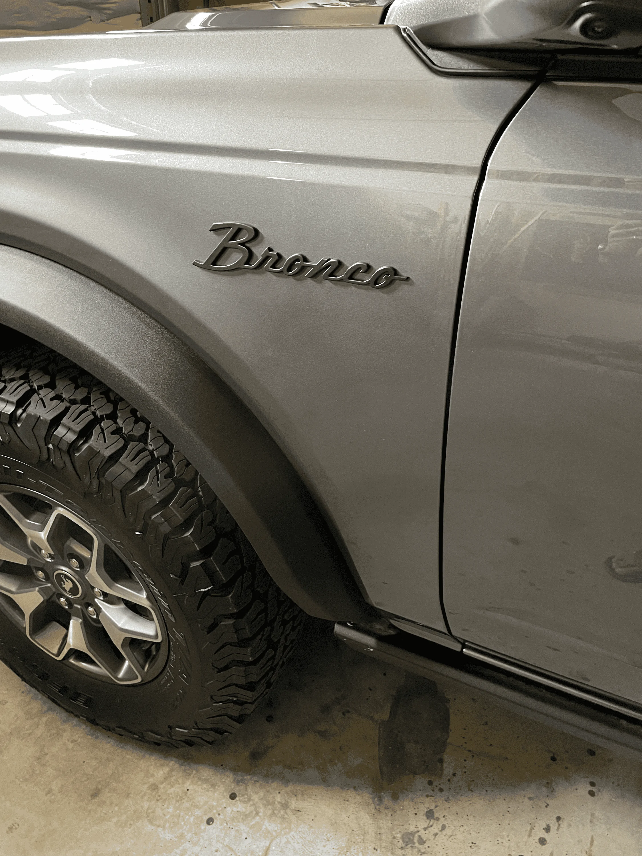 Ford Bronco Officially Licensed Ford Fender Cursive Script Emblems (Satin Black, Black Chrome) 1677616135117