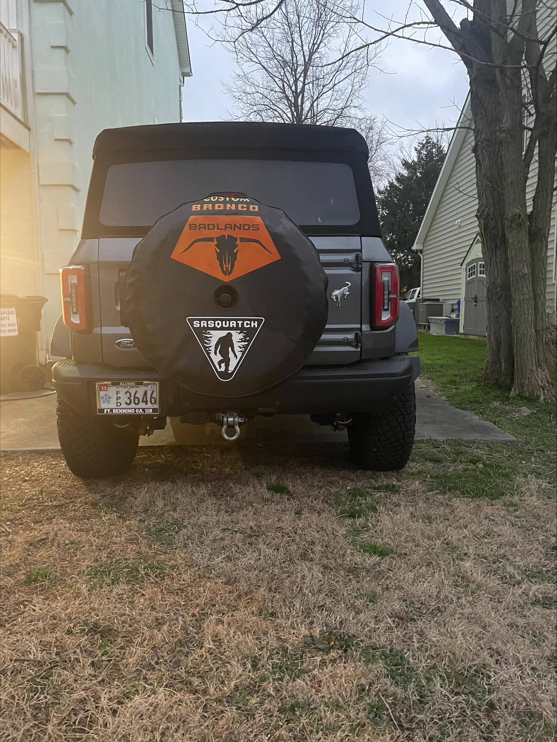 Ford Bronco Tire cover customized F52ECA78-872F-4FB3-A10D-552823CA20D5