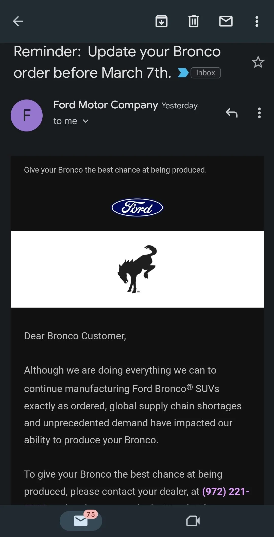 Ford Bronco Anybody getting their order cancelled? Screenshot_20230304_153826_Gmail