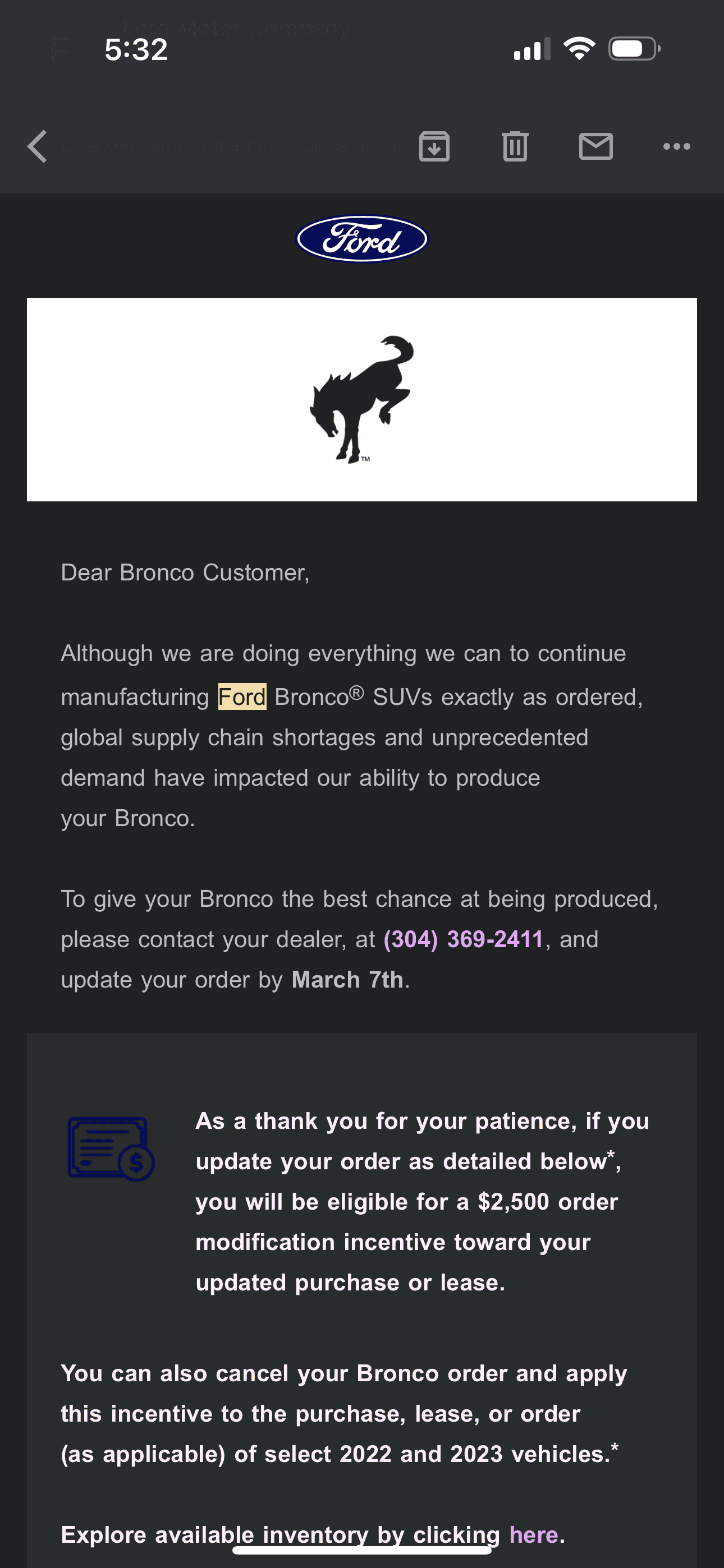 Ford Bronco Anybody getting their order cancelled? 668FBD8E-25EA-44AE-A7A1-08BB22712E80