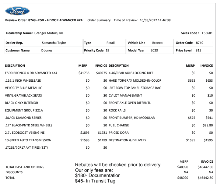 Ford Bronco Granger trade-in Screen Shot 2023-03-07 at 6.21.41 PM