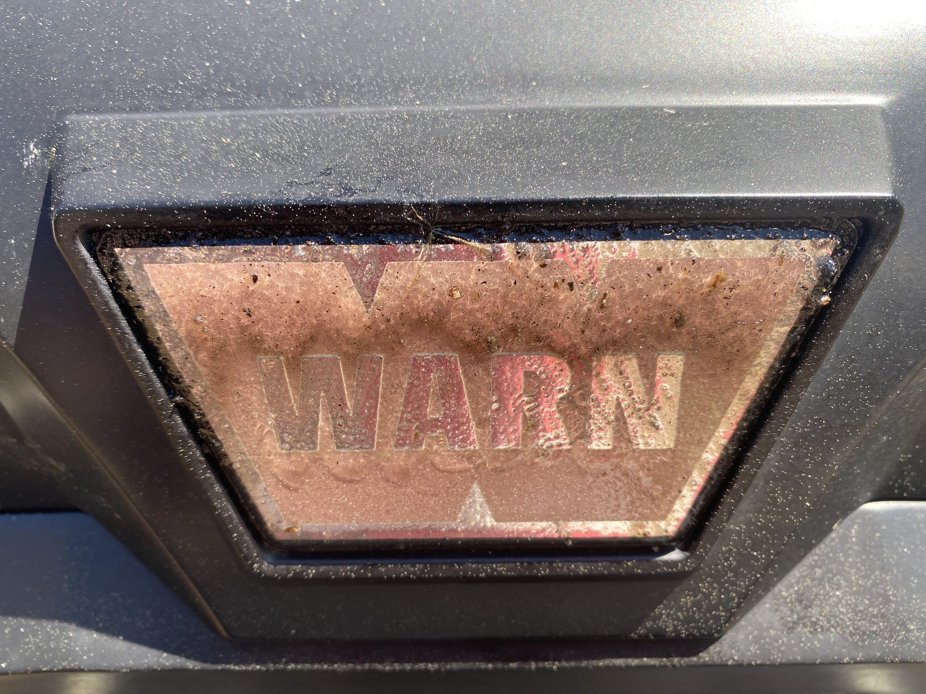 Ford Bronco OEM Warn winch emblem disintegrating IMG_3475