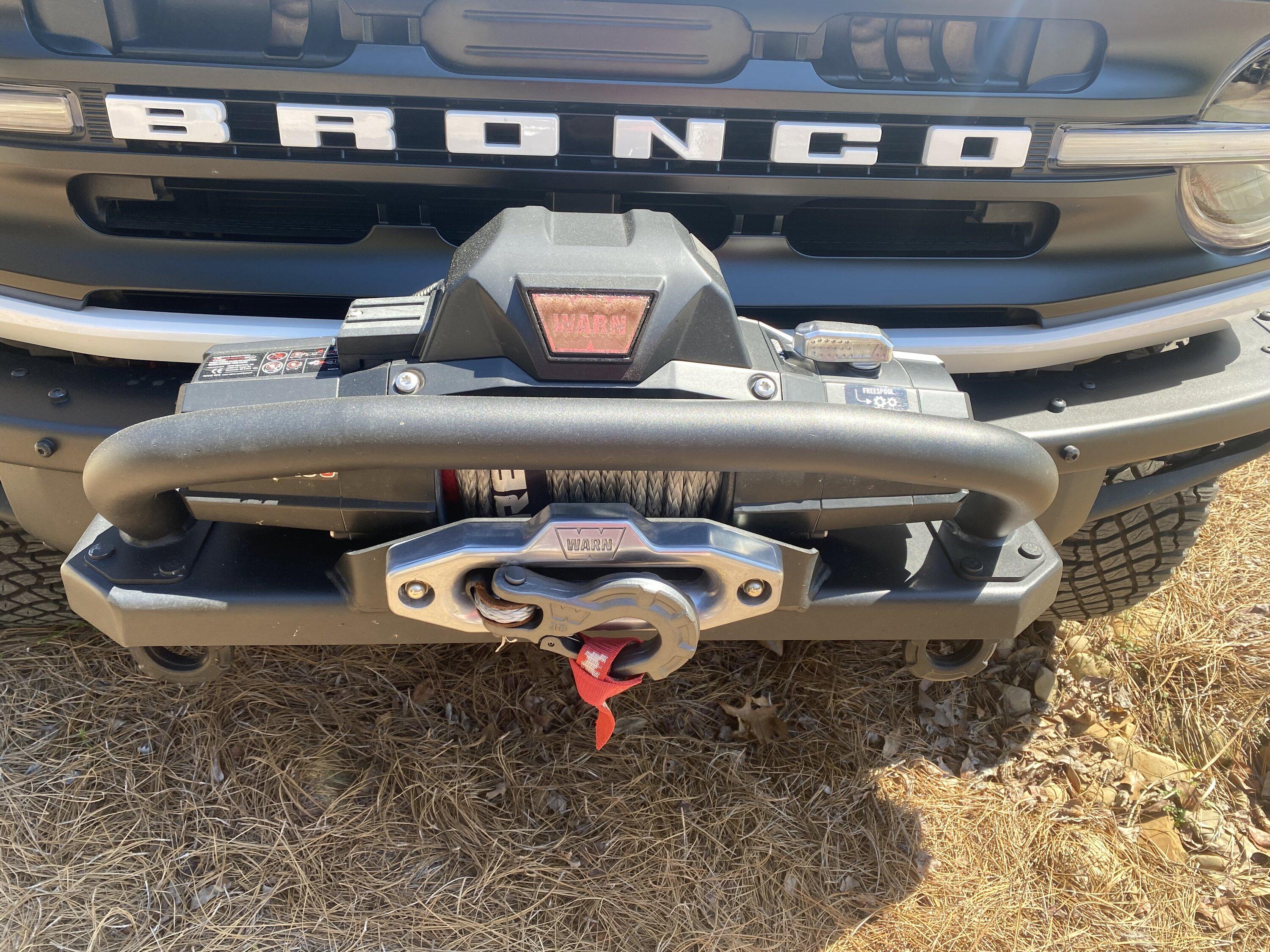 Ford Bronco OEM Warn winch emblem disintegrating IMG_3474