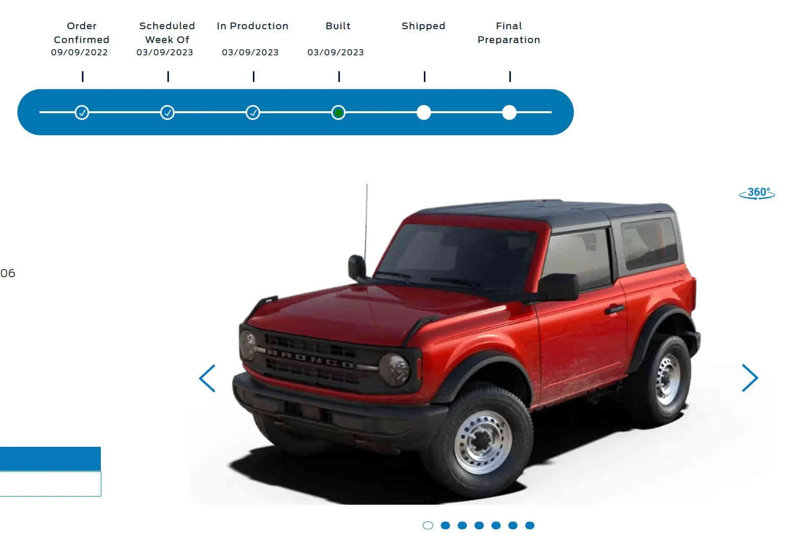 Ford Bronco 03/06/2023 Build Week tracker
