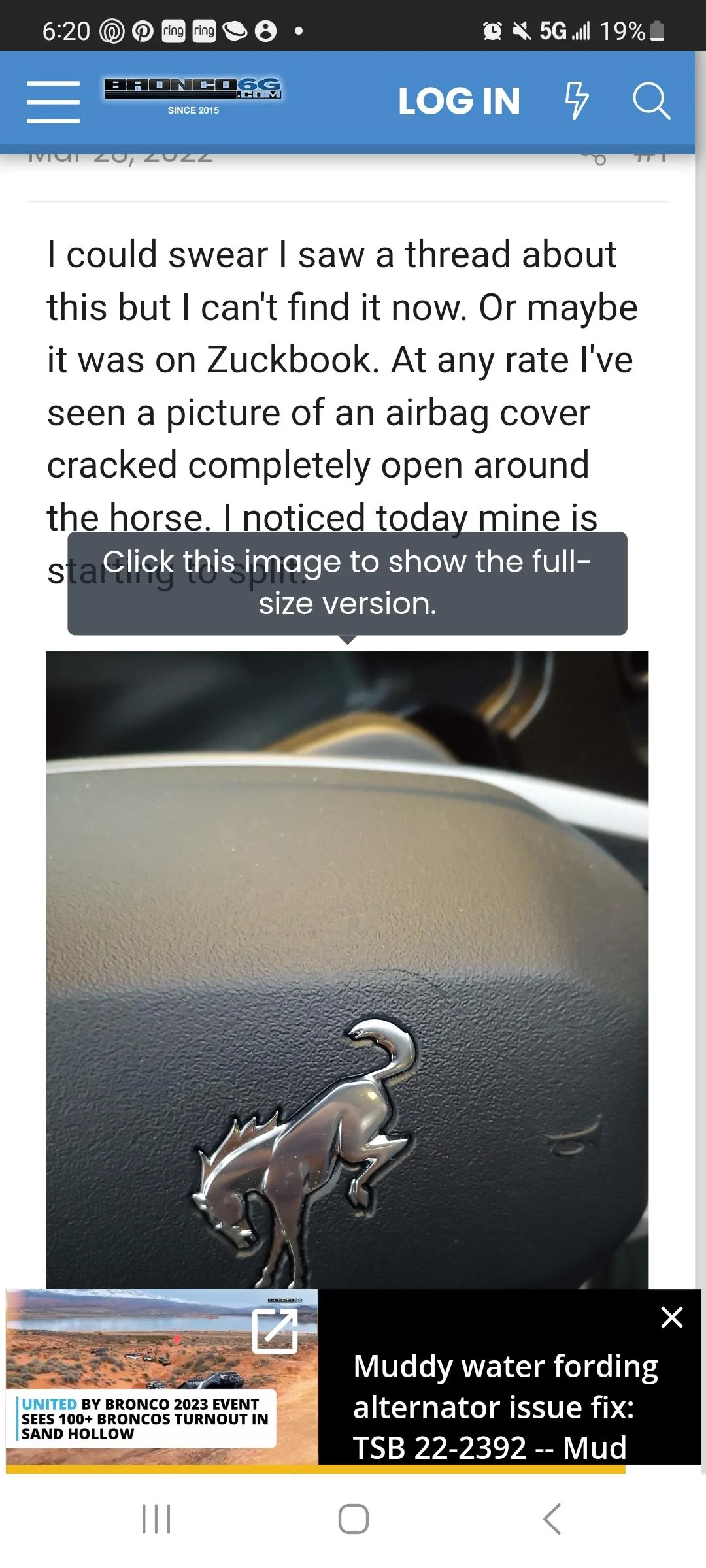 Ford Bronco Airbag / Steering Wheel crack? Screenshot_20230312_182052_Samsung Internet