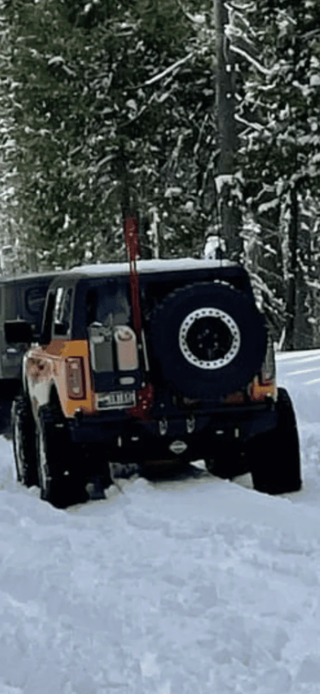Ford Bronco Installed SRQ FABRICATION rear bumper with swing outs -- review and photos sr