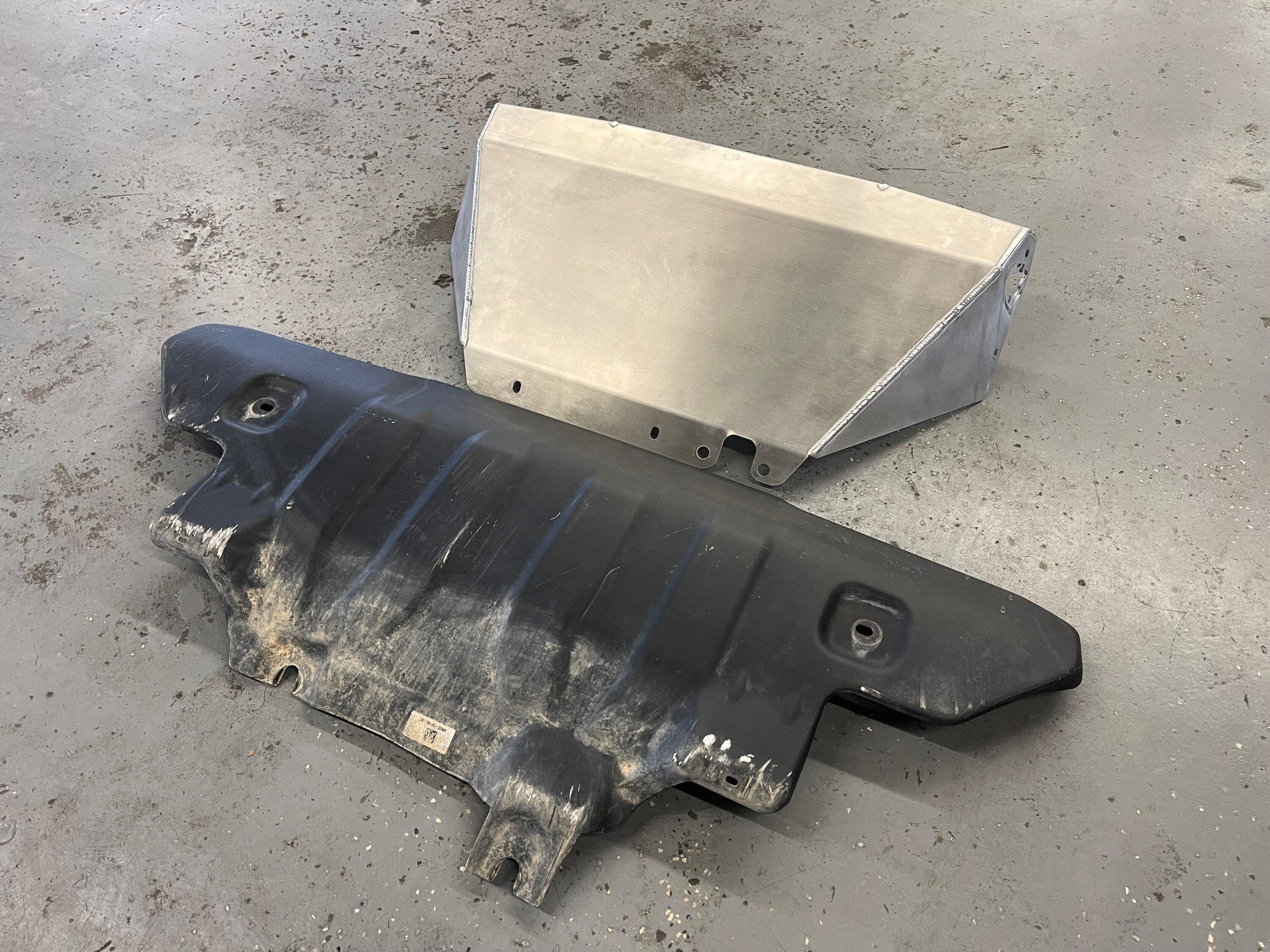 Ford Bronco LOBO Off-Road HNT Aluminum Front Skid Plate vs. Factory Front Skid 1515