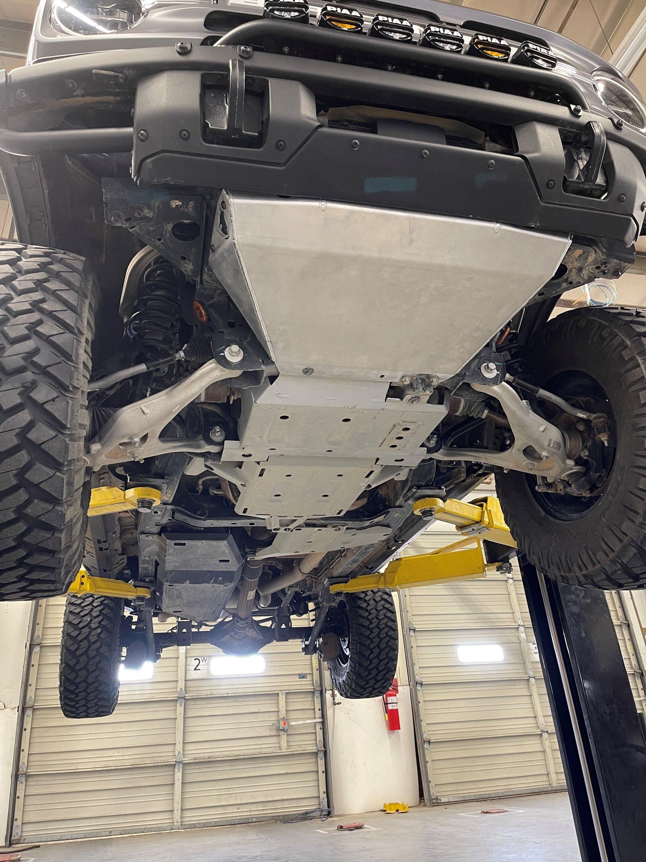 Ford Bronco LOBO Off-Road HNT Aluminum Front Skid Plate vs. Factory Front Skid 88