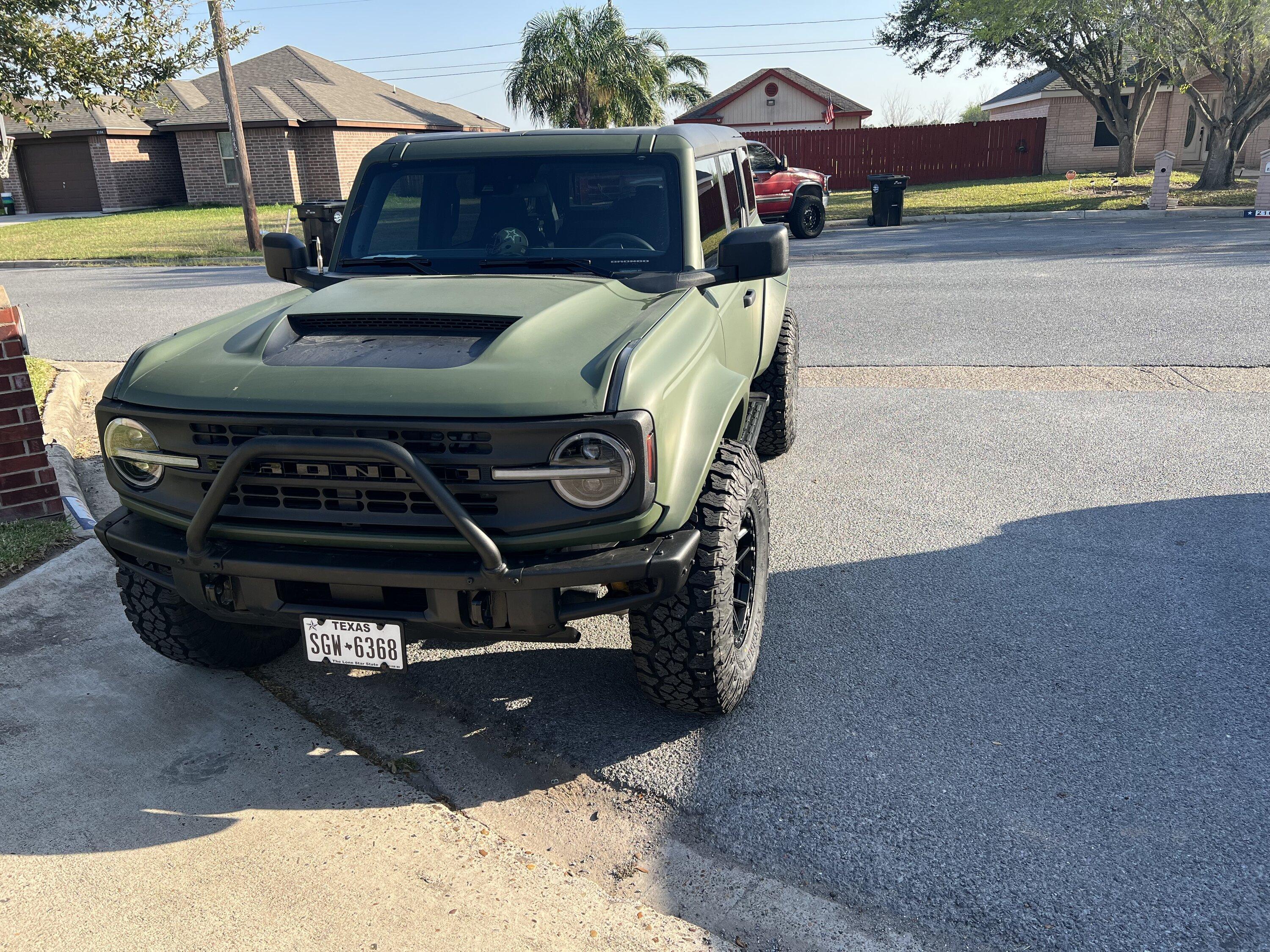 Ford Bronco ADV Fiberglass Fenders and Ram Air Hood Installed on Matte Olive Basesquatch 1B50C5F0-9EC6-481A-8B63-3EAD8EDF7A97