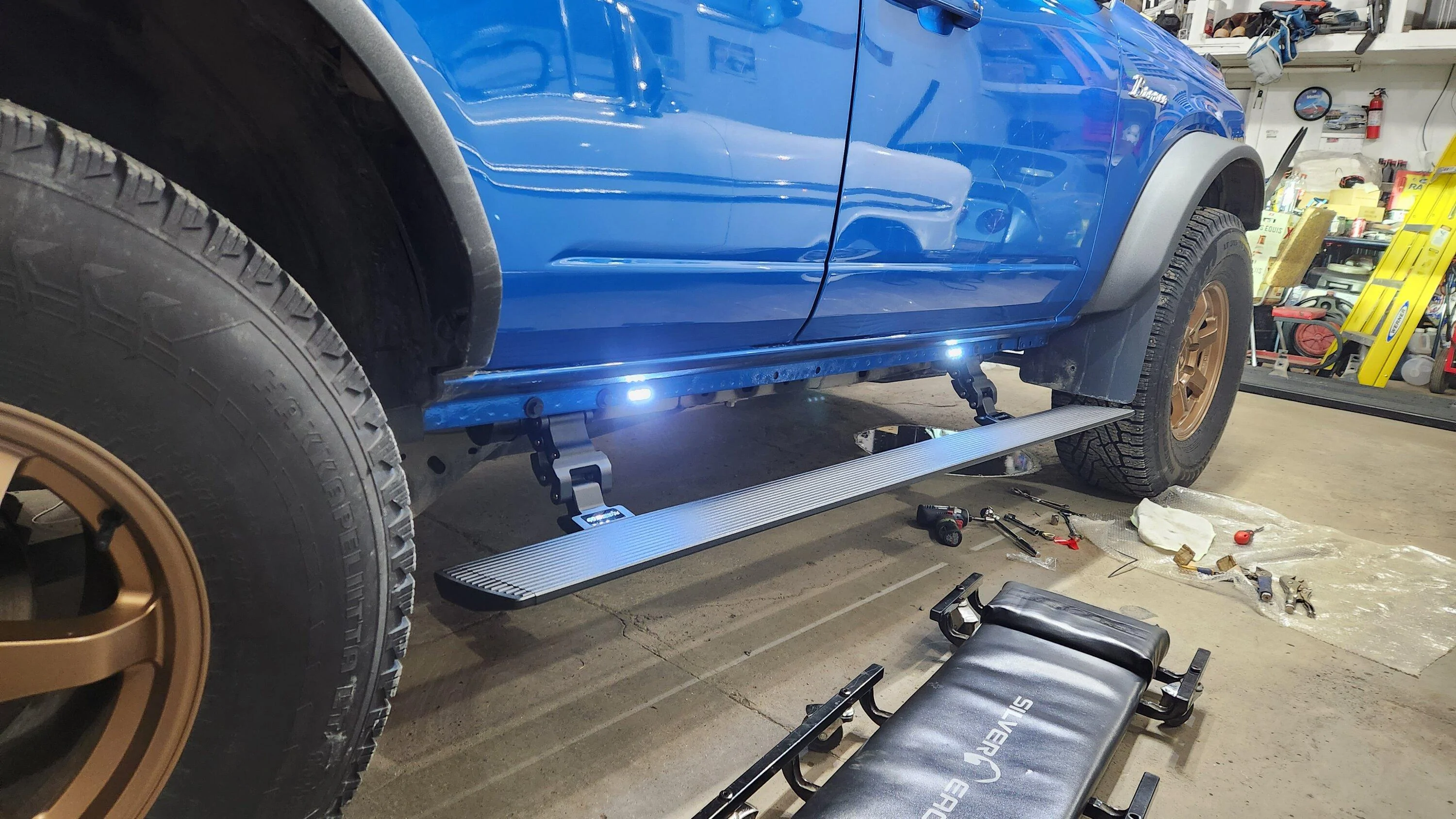 Ford Bronco GoRhino E1 Electric Steps installed 20230315_215724