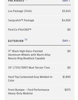 Ford Bronco Build & Price - Constrained Option Prices UP Screen Shot 2023-03-16 at 8.54.19 AM