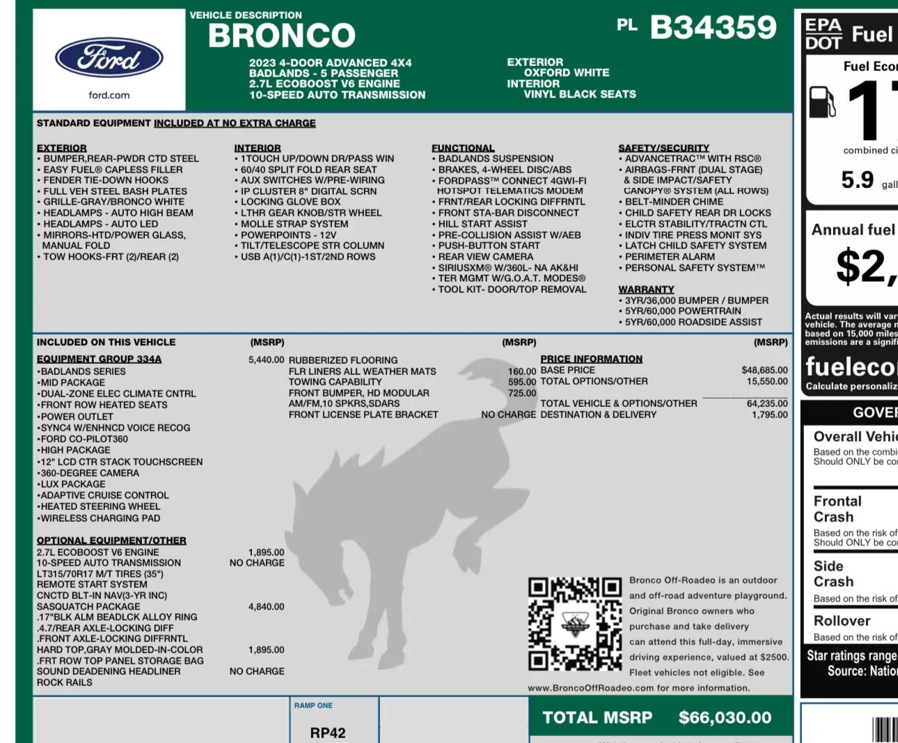 Ford Bronco 3/20/2023 Build Week with spreadsheet 640F9116-0563-4E4F-8AA2-EE21B53B0D4E