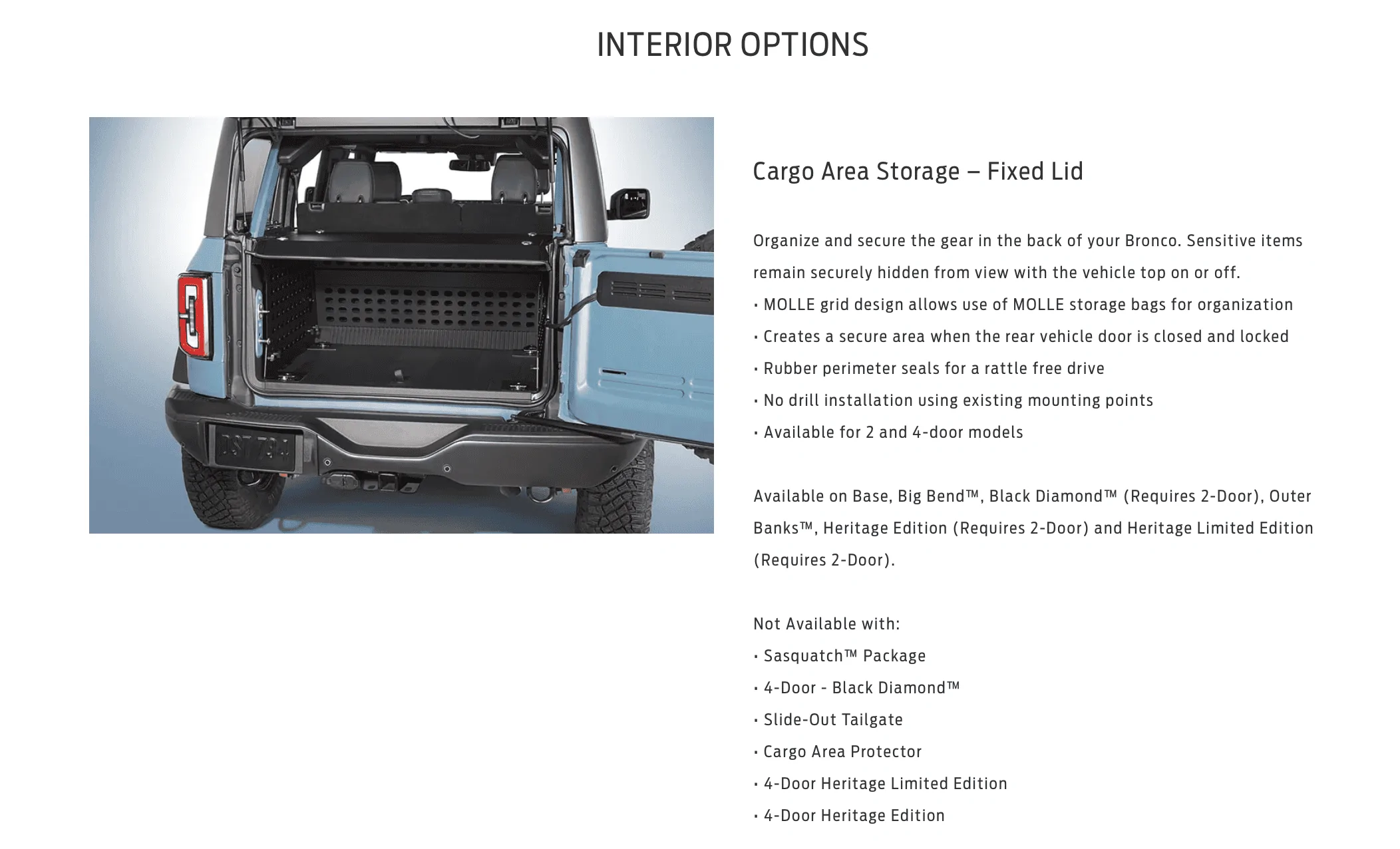 Ford Bronco Cargo Area Storage - Fixed Lid - $250 Screen Shot 2023-03-17 at 11.31.29 AM