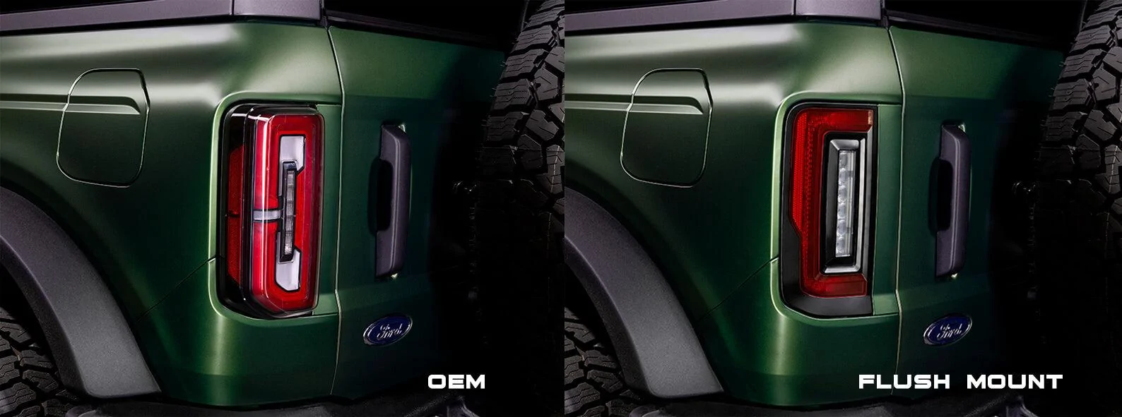 Ford Bronco NOW AVAILABLE! ORACLE Lighting Flush Style LED Taillights for 2021-2022 Ford Bronco OEM_Vs_Flush_Mount