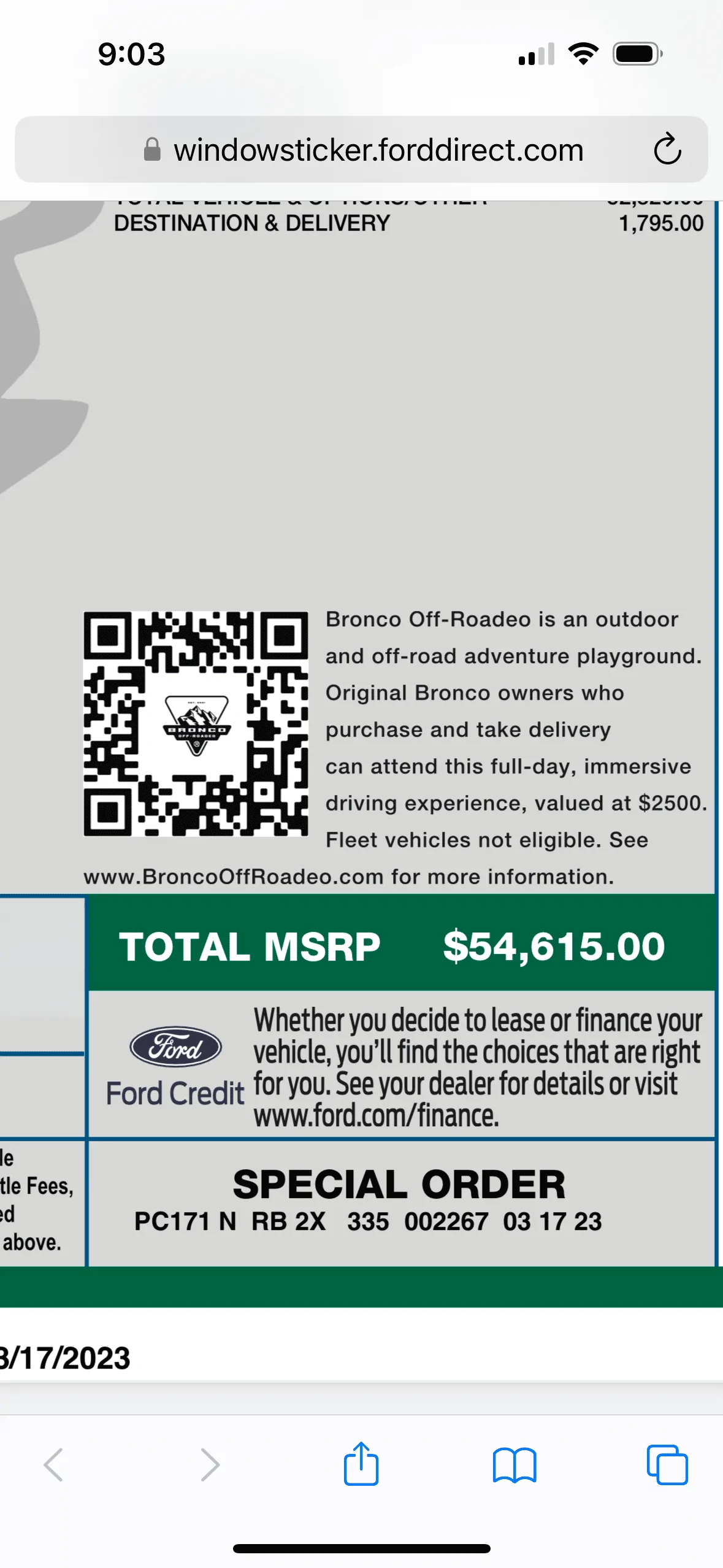 Ford Bronco Ultimate 2023MY PRICE PROTECTION Flowchart 30F33D4C-B905-4BA0-BE84-3FD03076FC83