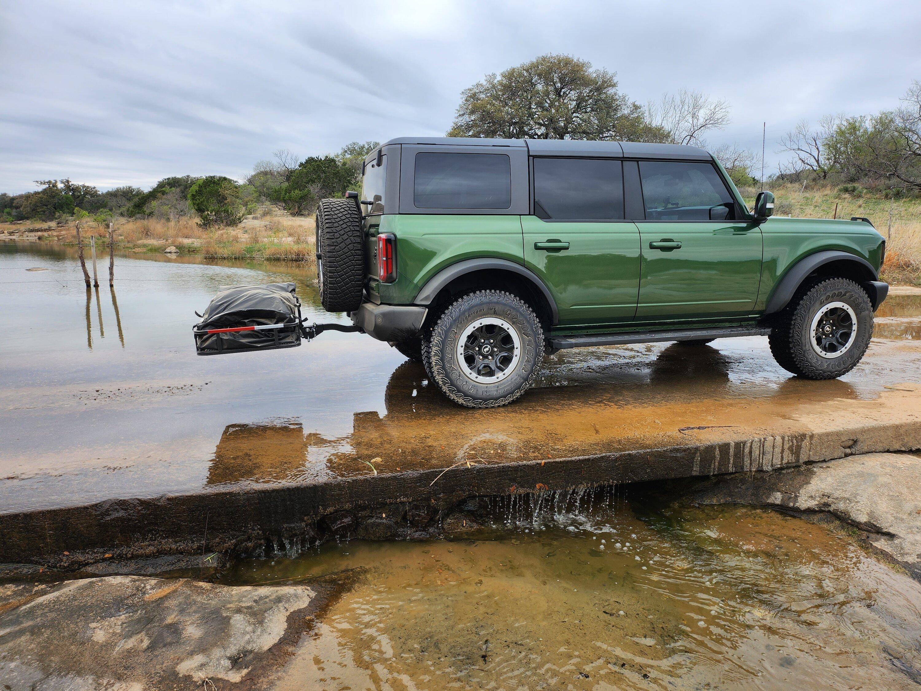 Ford Bronco Portable storage solution -- $100 DIY hitch mounted rack from Harbor Freight 20230314_141649