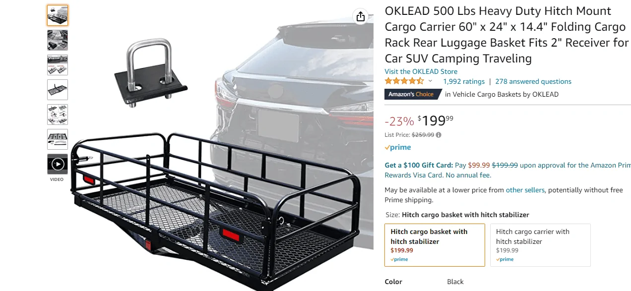 Ford Bronco Portable storage solution -- $100 DIY hitch mounted rack from Harbor Freight 1679316016875