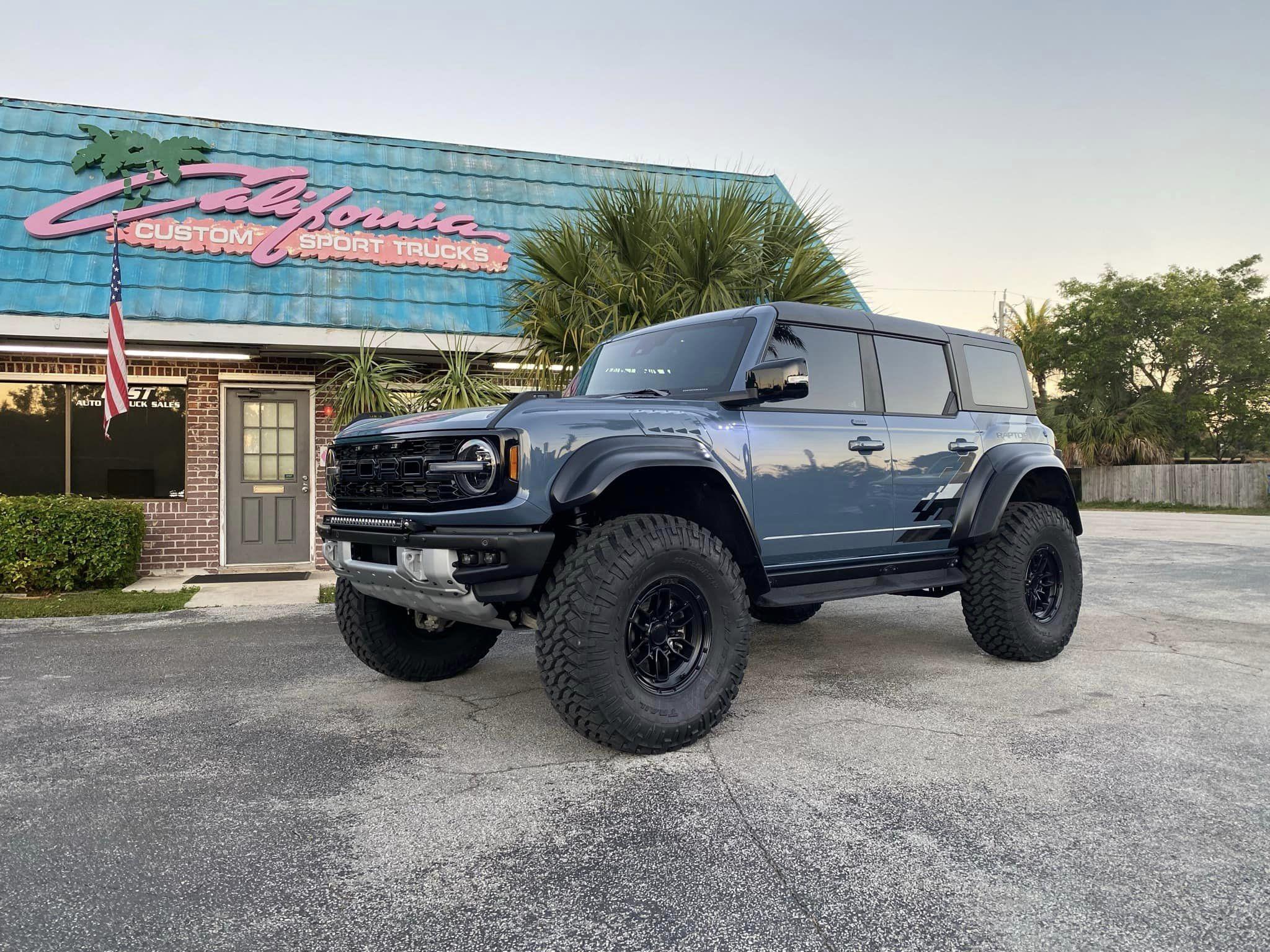 Azure Gray Metallic Bronco Raptor on RPG lift collars w/ 38x13.5x17 ...