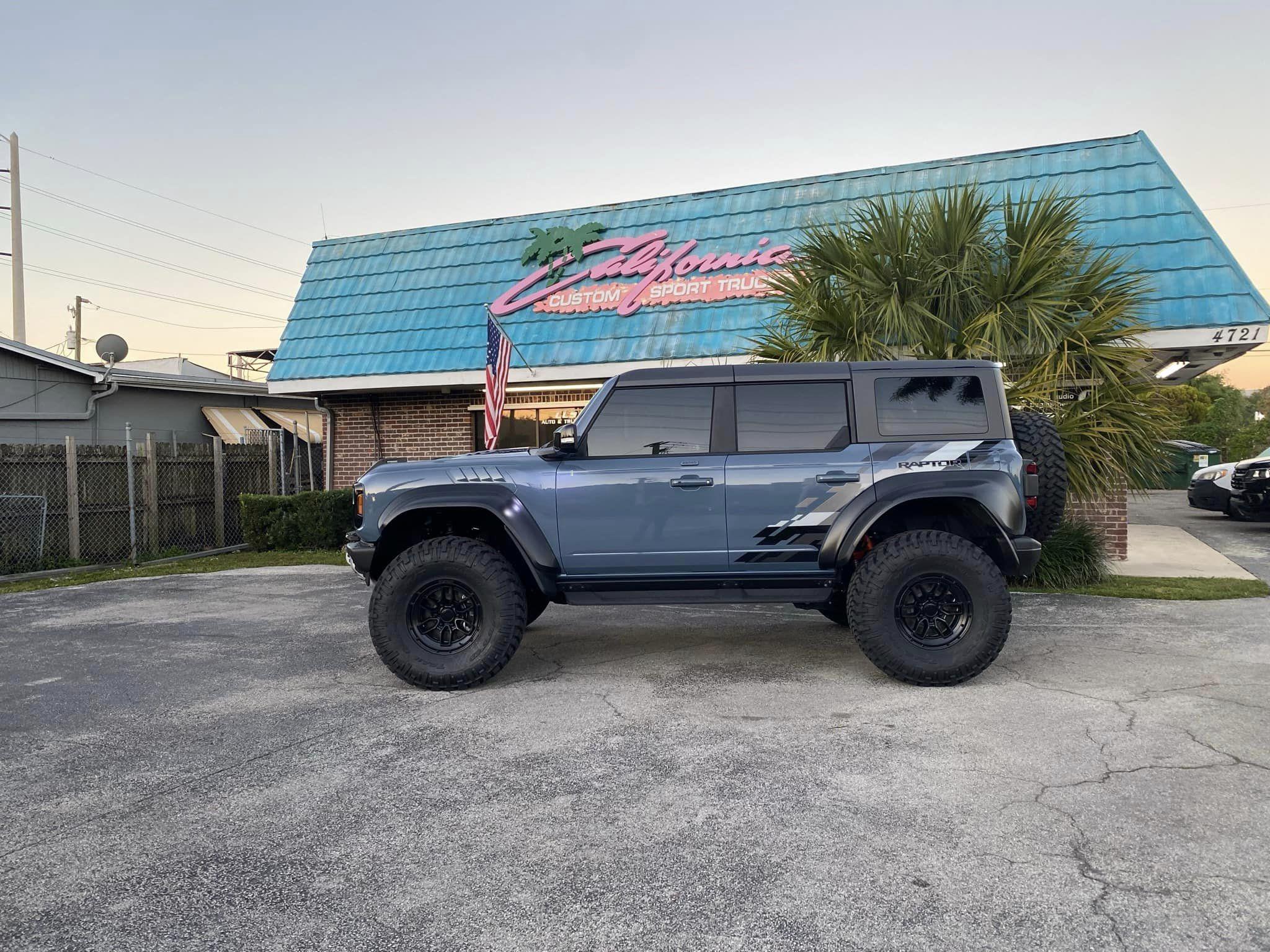 Azure Gray Metallic Bronco Raptor on RPG lift collars w/ 38x13.5x17 ...