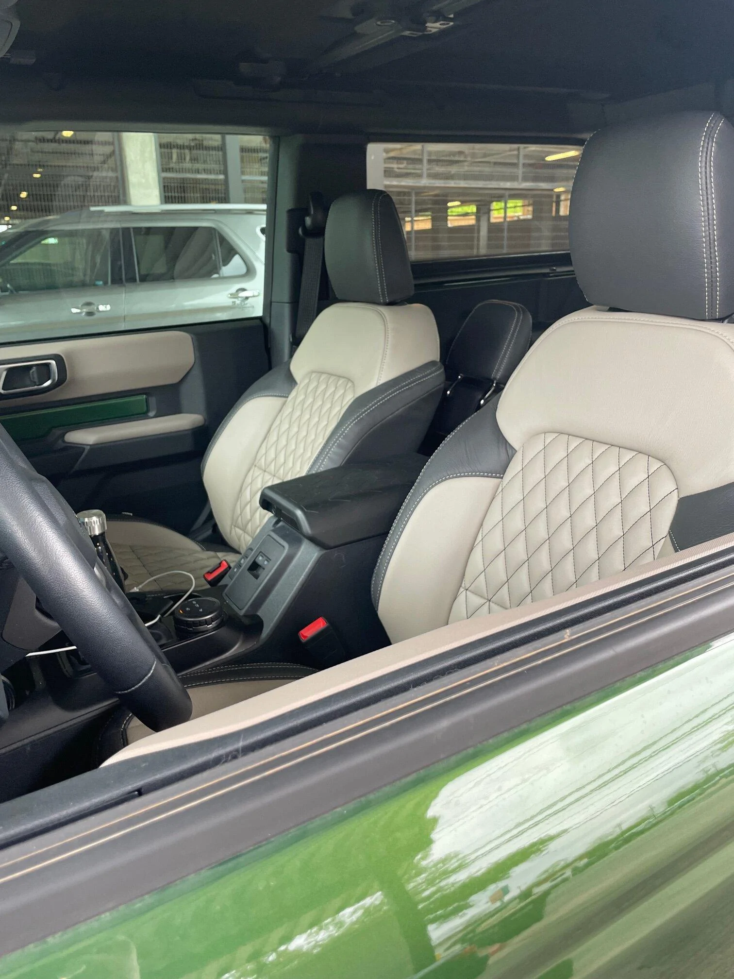 Ford Bronco Installed Katzkin custom leather seat covers in Big Bend interior IMG_4569