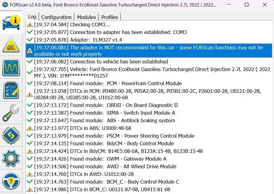 Ford Bronco Forscan: Missing a bunch of modules Screenshot_2