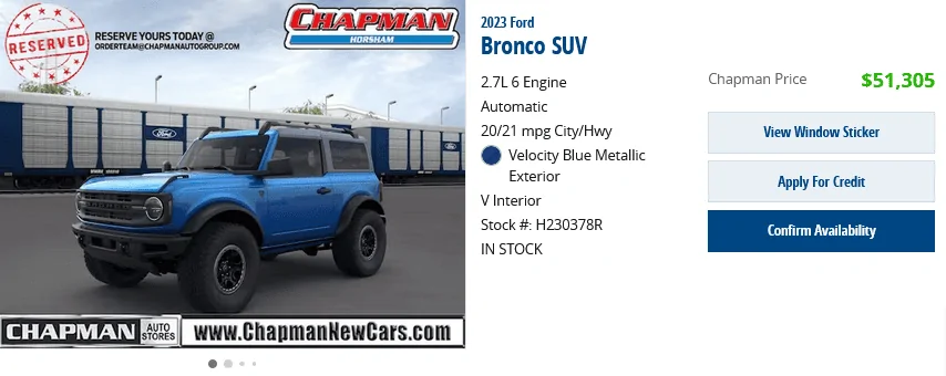 Ford Bronco 3/20/2023 Build Week with spreadsheet 1679534049732