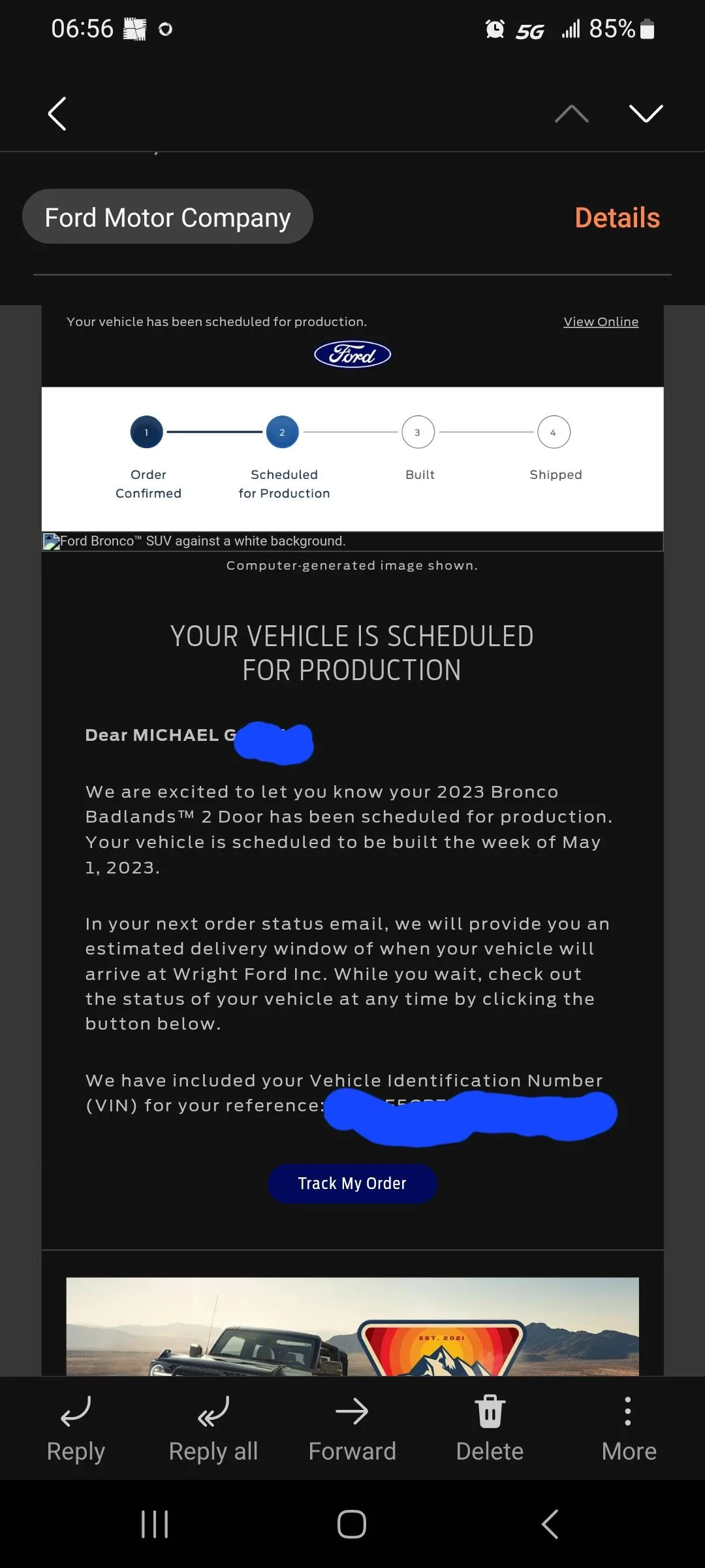 Ford Bronco 📬 3/23 Scheduling Emails Now Arriving! Screenshot_20230323_065626_Email