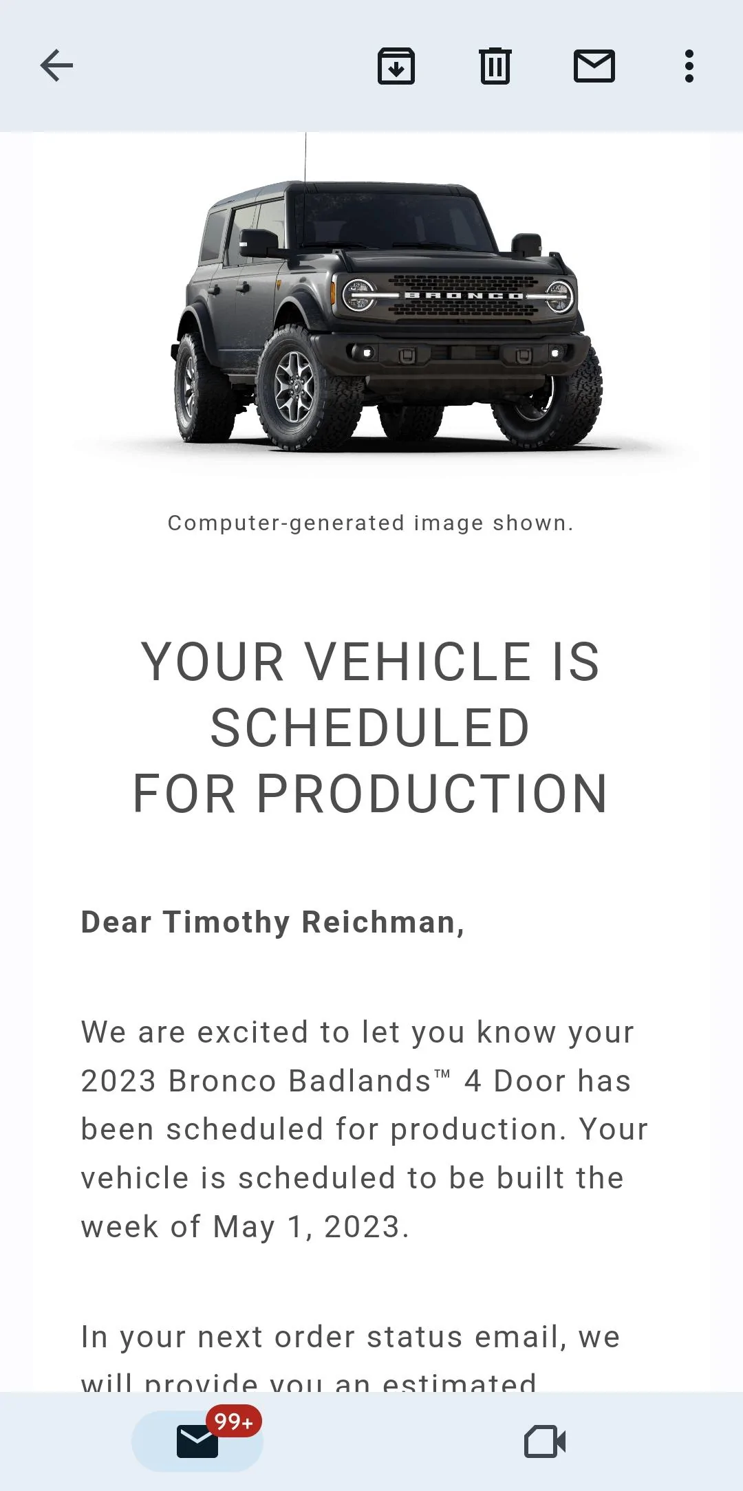 Ford Bronco 📬 3/23 Scheduling Emails Now Arriving! Screenshot_20230323_071732_Gmail