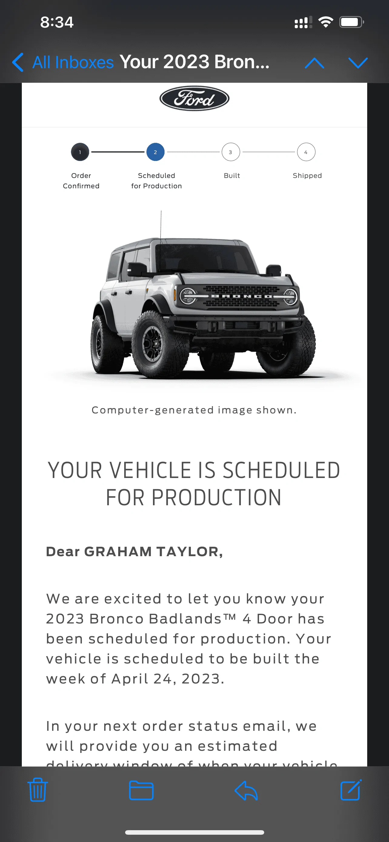 📬 3/23 Scheduling Emails Now Arriving! | Page 3 | Bronco6G - 2021+ Ford ...