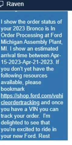 Ford Bronco 3/20/2023 Build Week with spreadsheet 8E51EB93-F6A1-4A67-A39B-824196745DB3