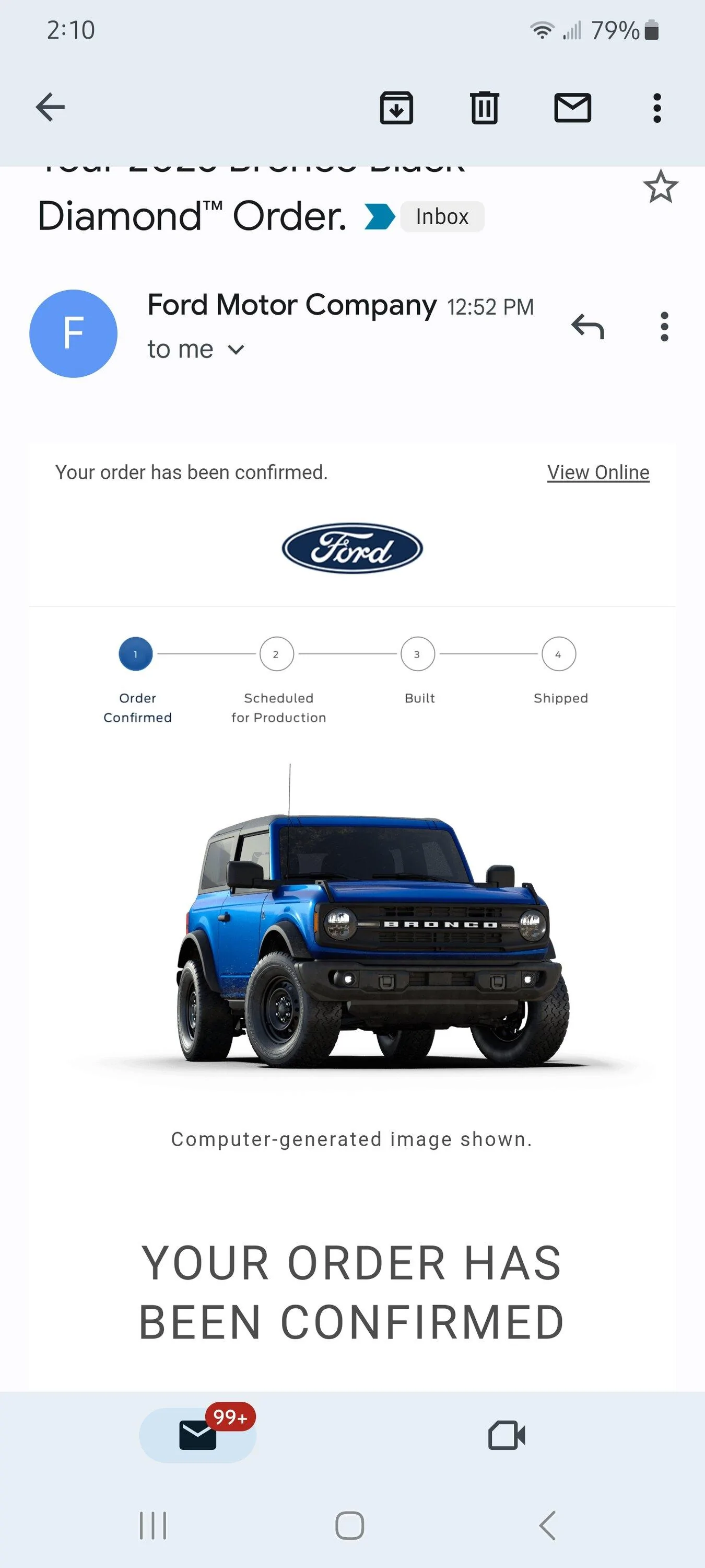 Ford Bronco Placed my 2023 Bronco Order! ... Post Yours! Screenshot_20230327_141022_Gmail