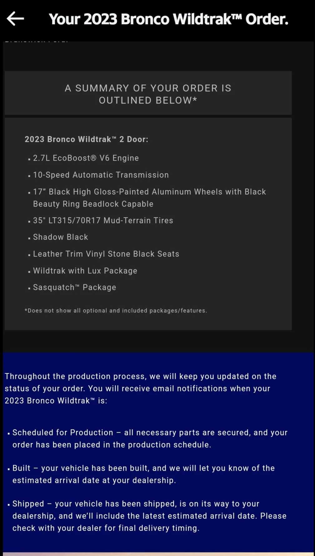 Ford Bronco DORA Confirmation Order Screenshot_20230328-124043_Yahoo Mail