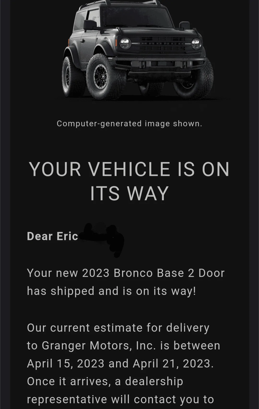 Ford Bronco 3/20/2023 Build Week with spreadsheet Screenshot_20230329-075428