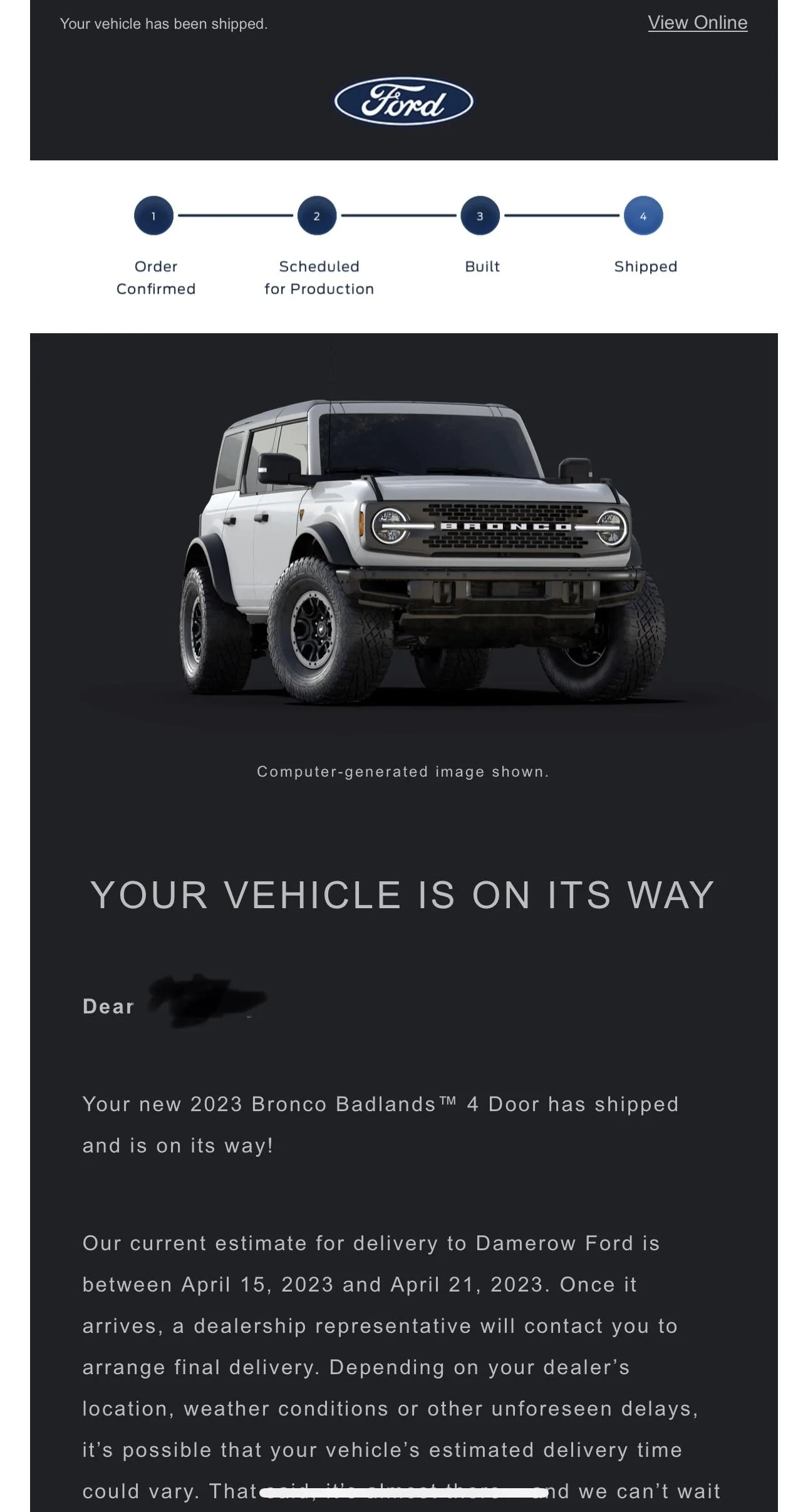 Ford Bronco 3/20/2023 Build Week with spreadsheet 4573A6EC-0658-4438-9396-3B1538B0E773