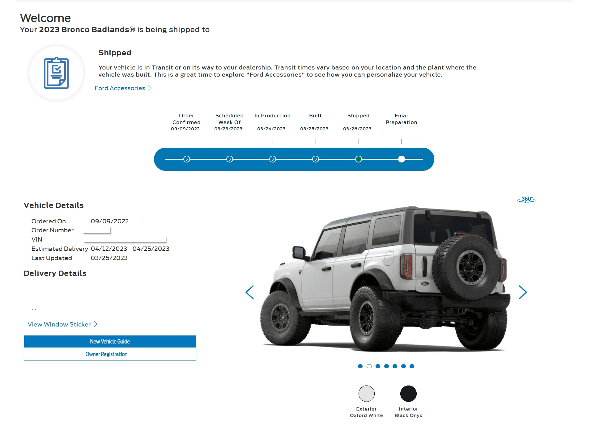 Ford Bronco 3/20/2023 Build Week with spreadsheet 2023-03-29 08_23_33-Ford Vehicle Order Tracking Status - Personal - Microsoft​ Edg