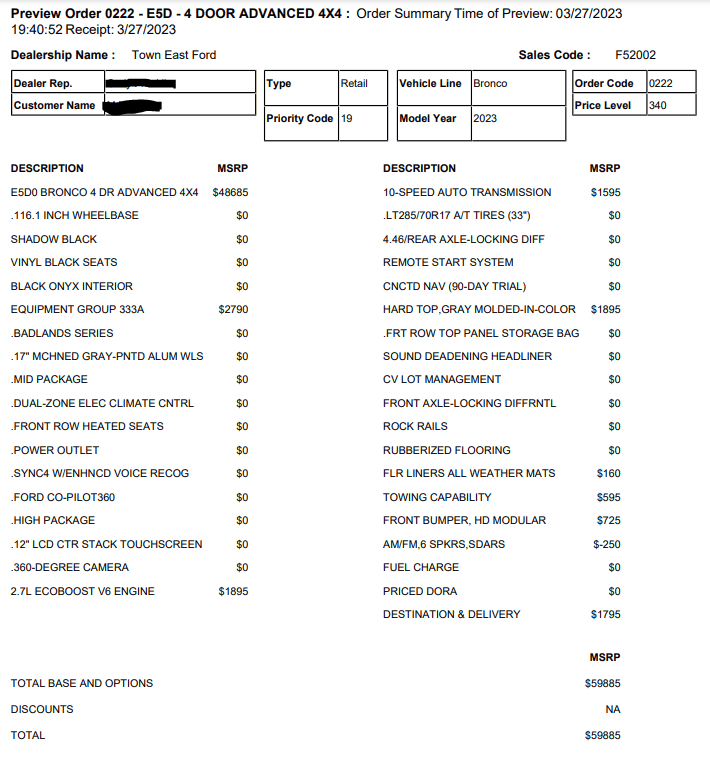 Ford Bronco Placed my 2023 Bronco Order! ... Post Yours! Bronco Order Sheet.PNG