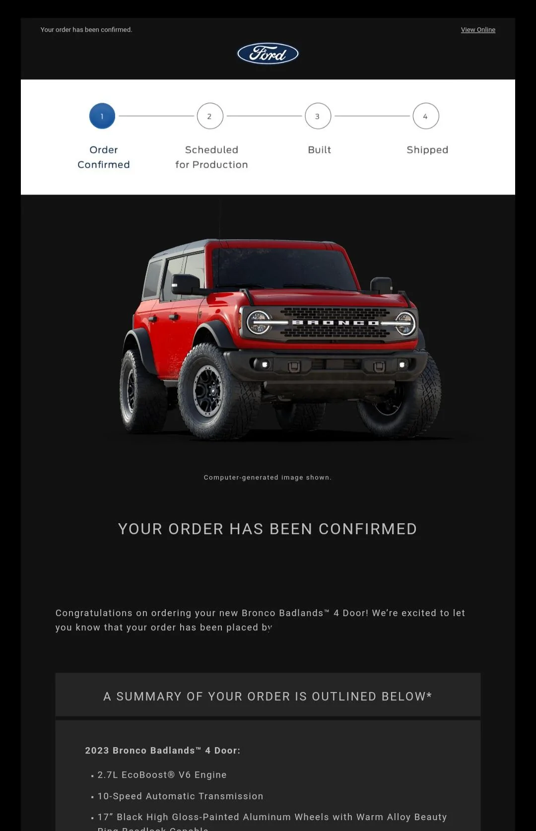 Ford Bronco Placed my 2023 Bronco Order! ... Post Yours! Screenshot_20230329_215923_Yahoo Mail