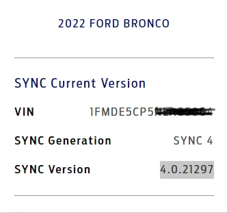Ford Bronco SYNC Version Question 1680186897314