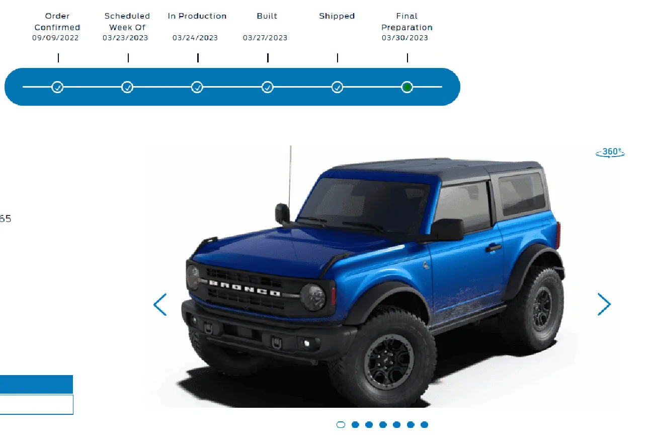 Ford Bronco 3/20/2023 Build Week with spreadsheet 1680195790716