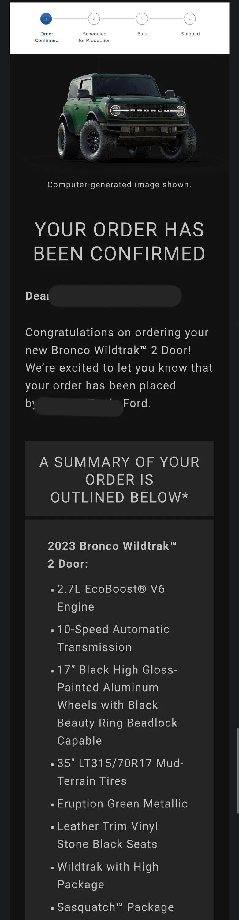 Ford Bronco Submitted my order 3/27, let's see if it ever gets built Screenshot_20230327_104452_Gmail